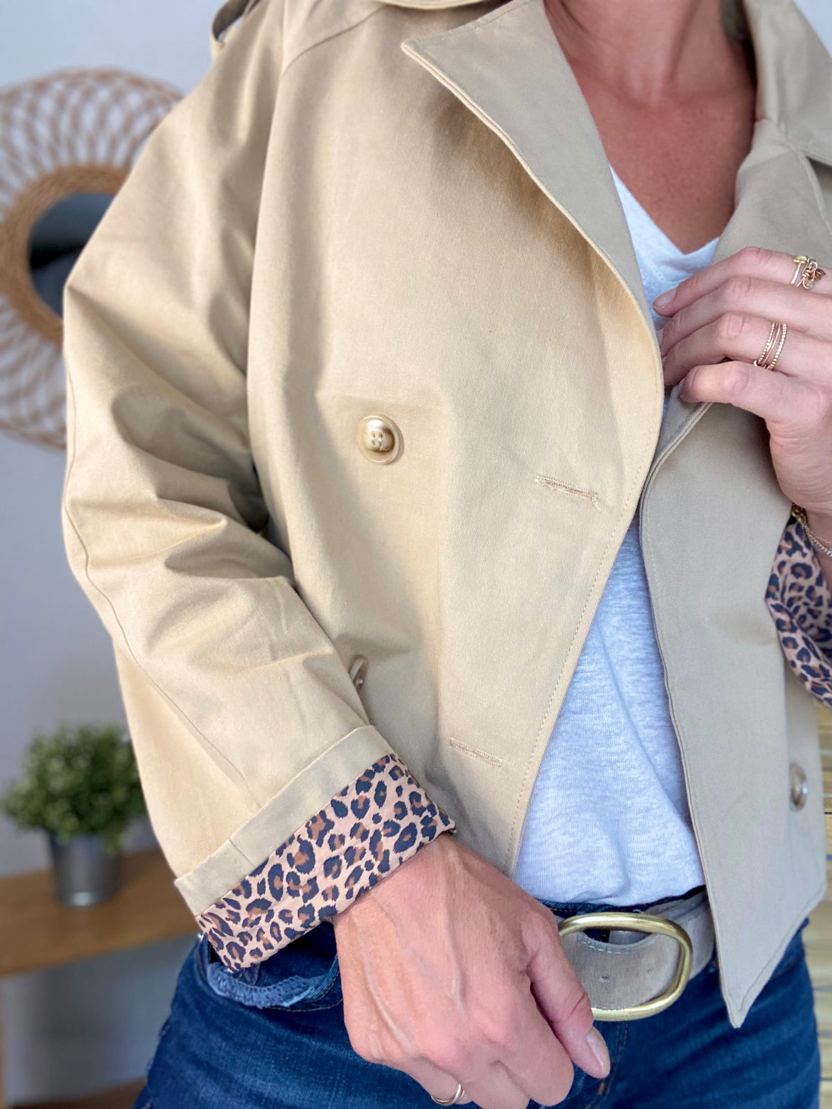 Veste Trench en coton beige avec Léo ROXANE