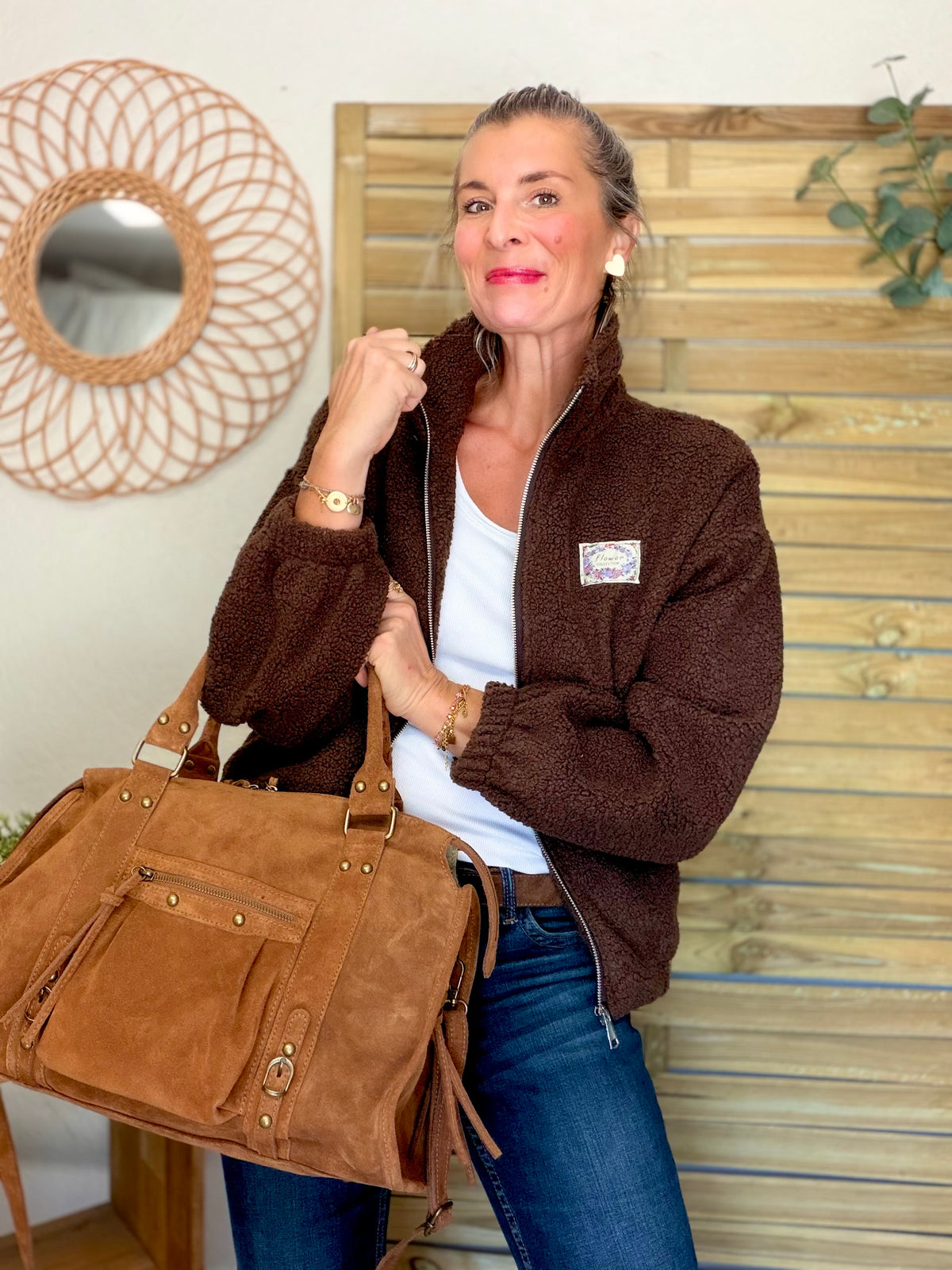 ⚡️ ARRIVAGE • Veste teddy Sherpa zippée LÉONIE Chocolat