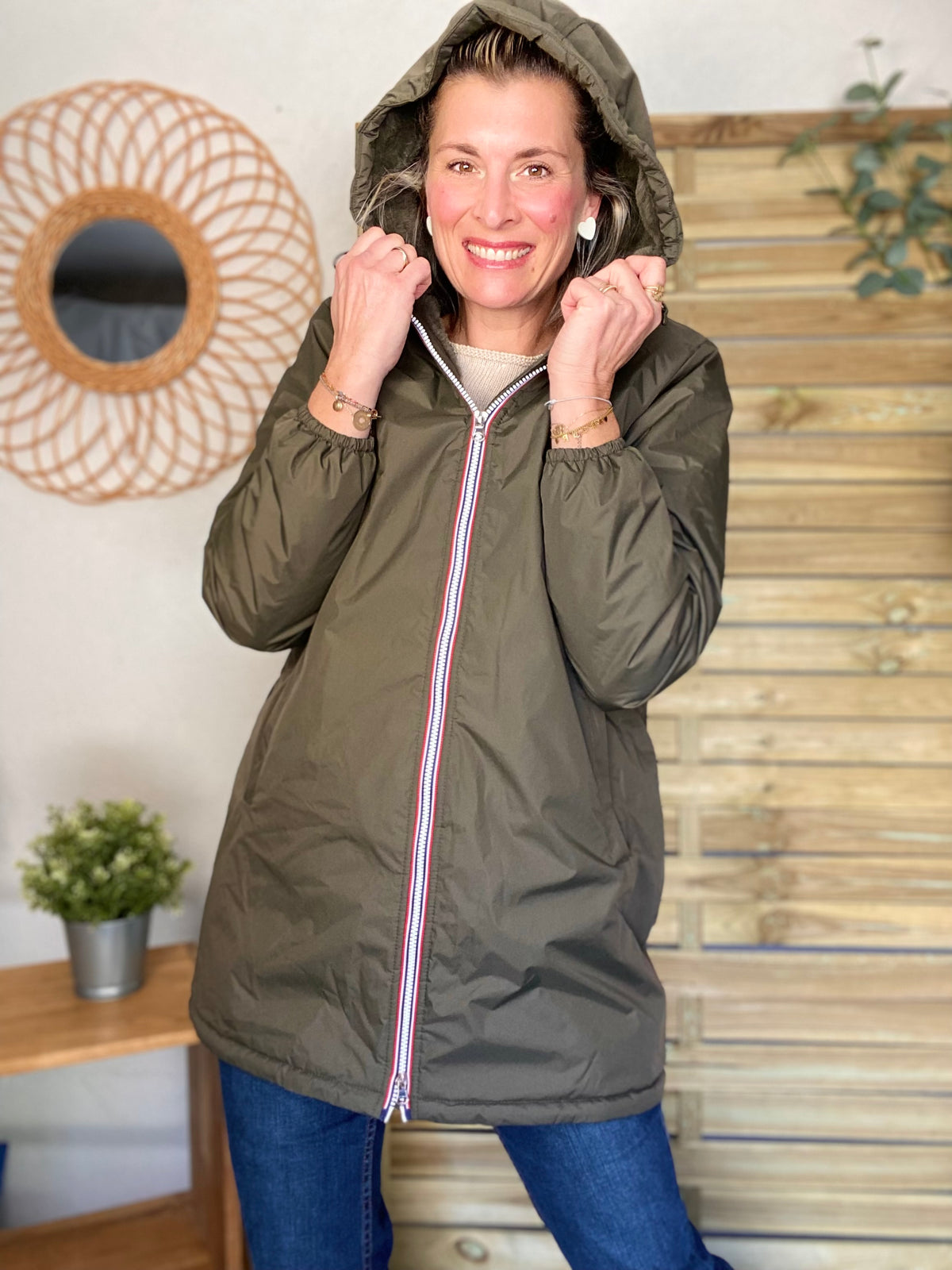 LAURA JO - Parka Imperméable LOUISE LONG fourré - Kaki