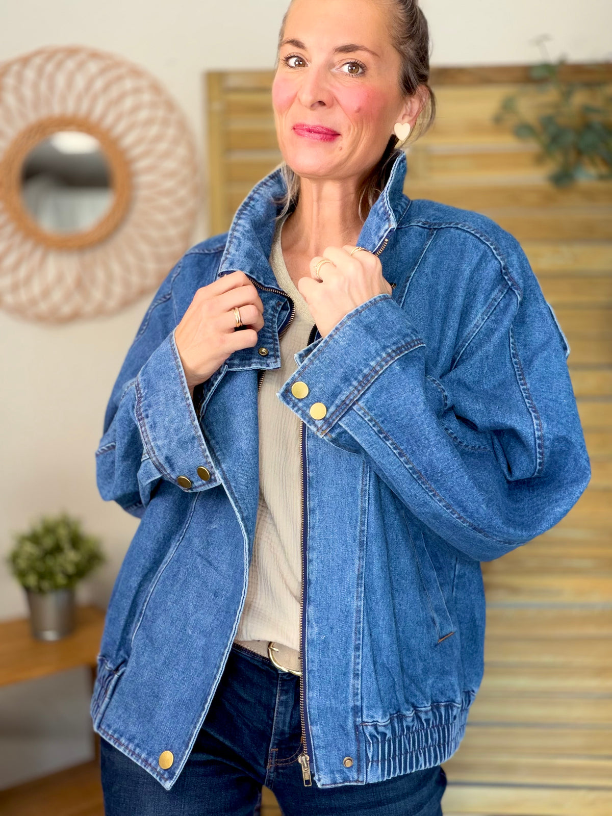 ⚡️ ARRIVAGE • Veste en jean oversized col montant ARIANE