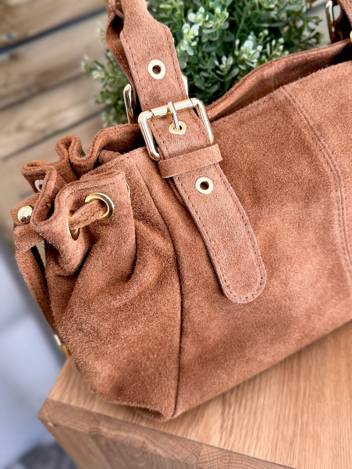 Sac à main en cuir daim GERY - Camel