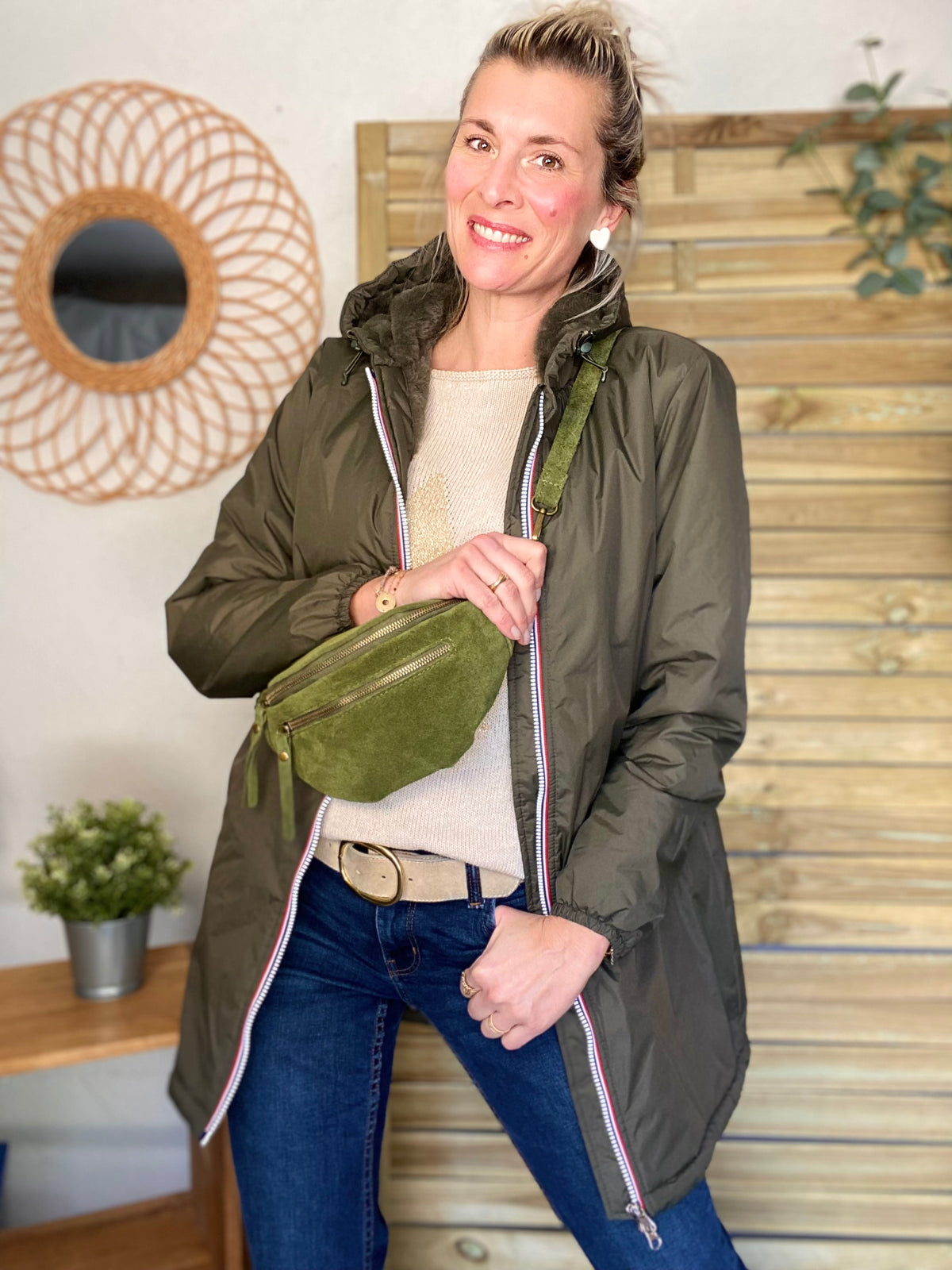 LAURA JO - Parka Imperméable LOUISE LONG fourré - Kaki