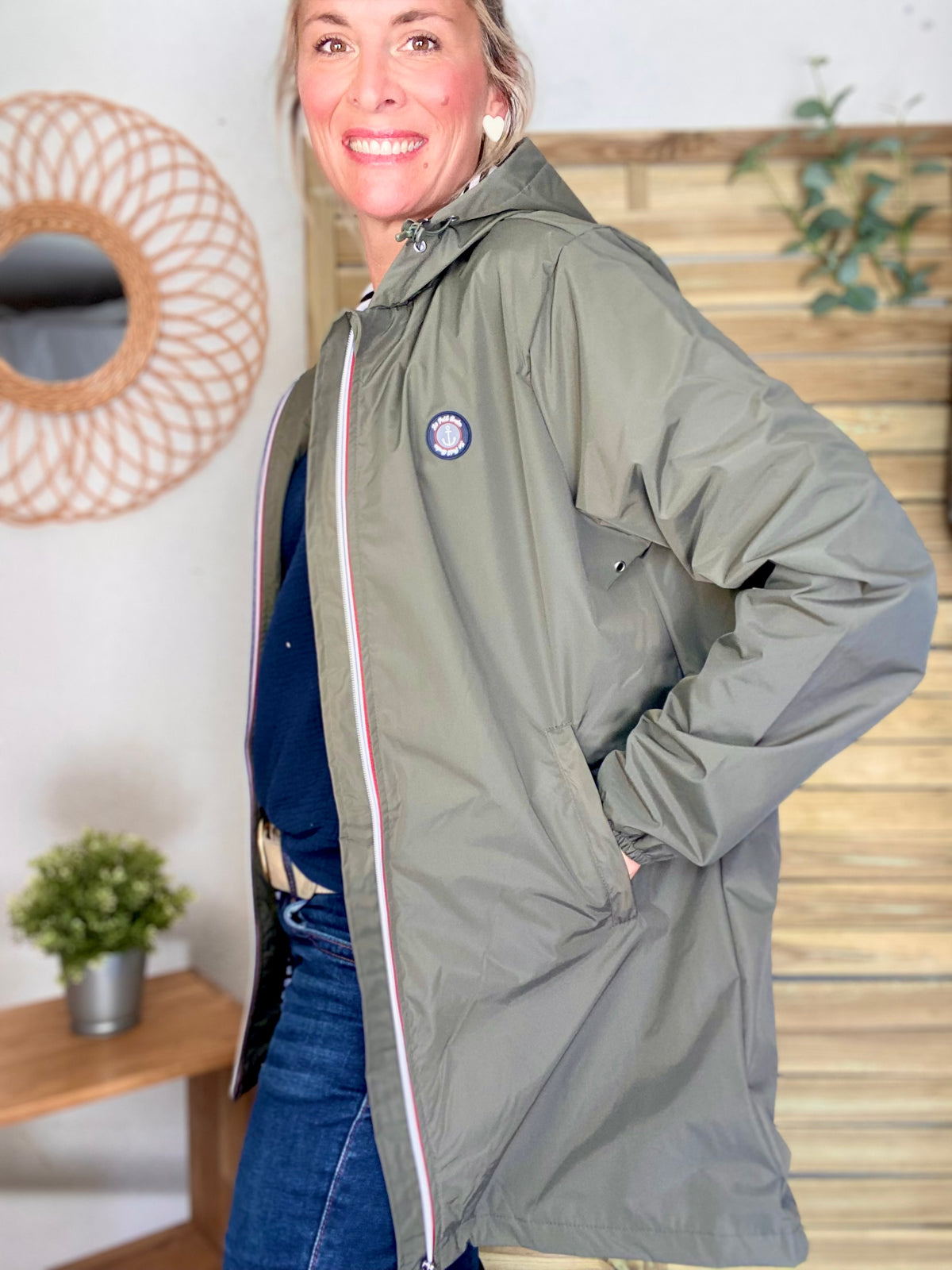 Imperméable doublé unisexe CÉLESTE - LE PETIT BRETON - Kaki (Taille petit) - FIN DE SÉRIE