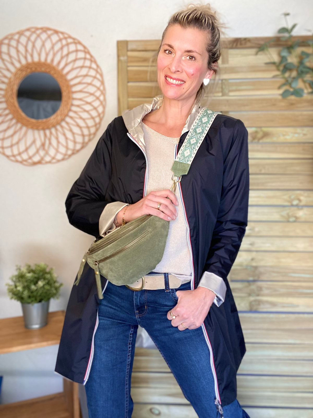 LAURA JO - Imperméable réversible léger GARANCE LONG - Noir/Doré • DESTOCKAGE sur Taille S