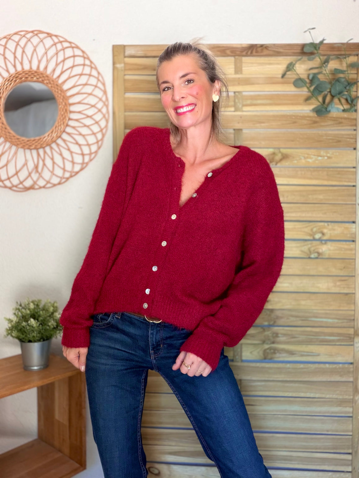 Gilet en maille MERYL - Cerise