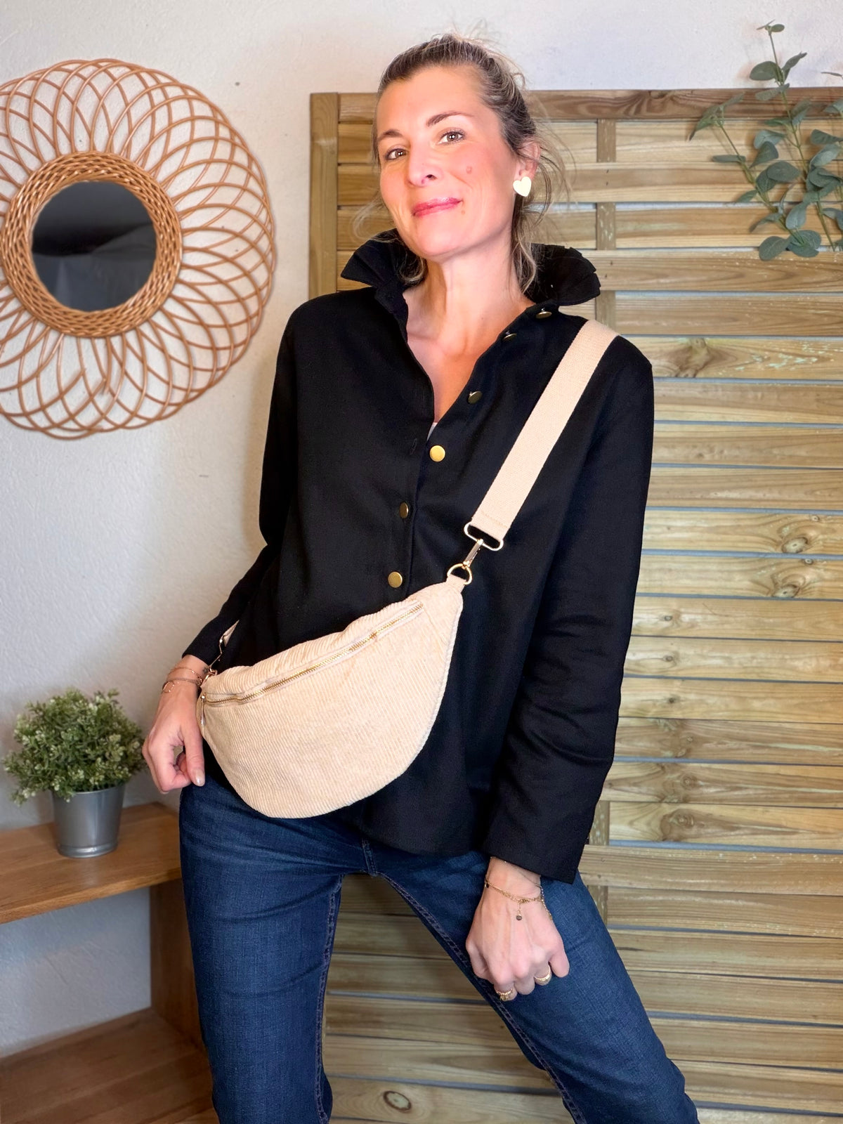 Sac banane XL velours côtelé Ciao Boum - IVY - Beige (20 coloris)