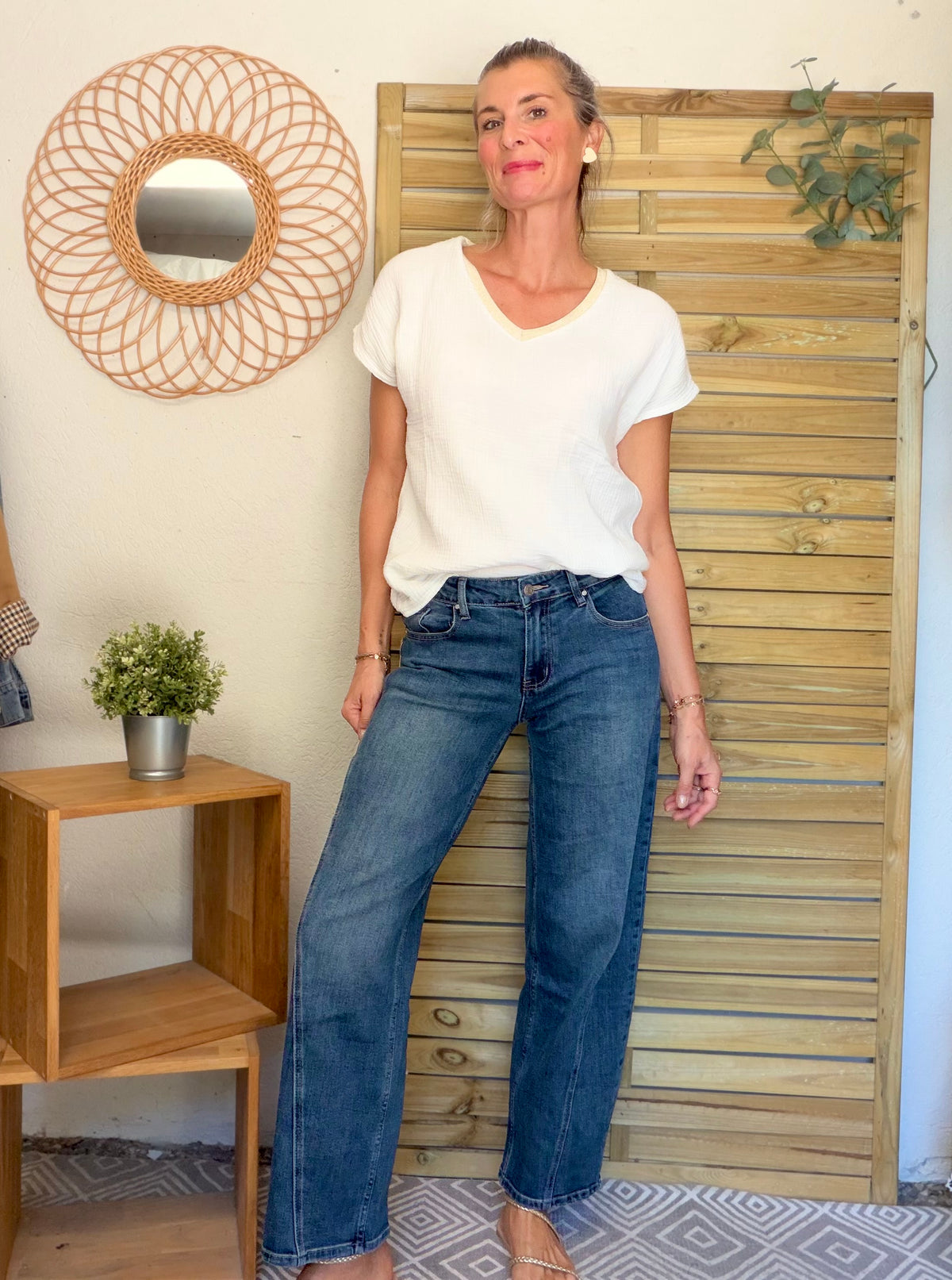 RÉASSORT PRÉVU DÉBUT NOVEMBRE • Pantalon Jean coupe barrel LÉON Bleu