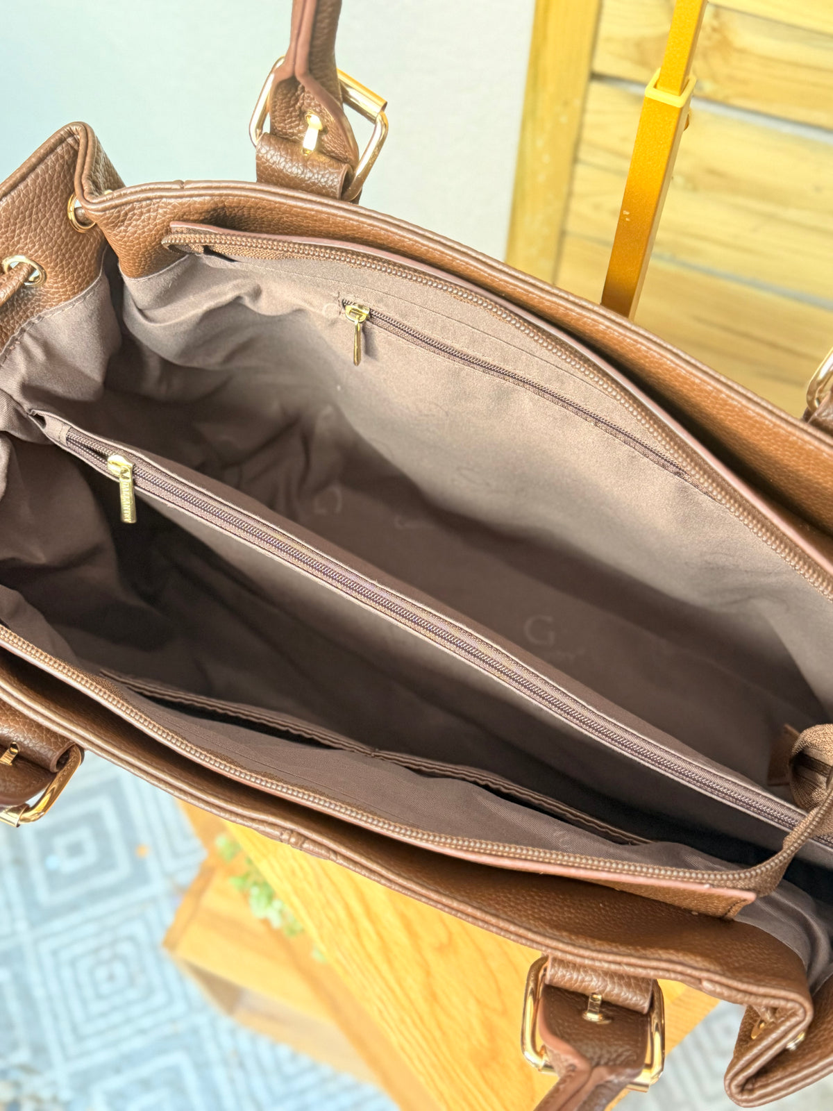 Sac cabas XL simili cuir CLÉA Chocolat