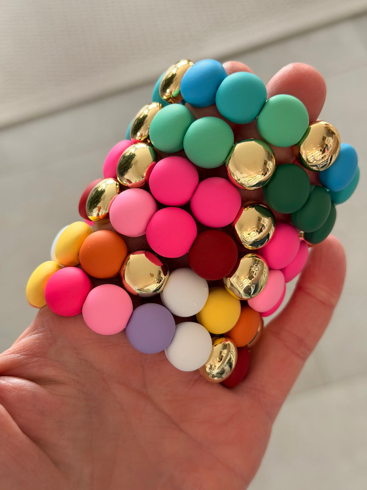Bracelet élastiqué perles plates NINA