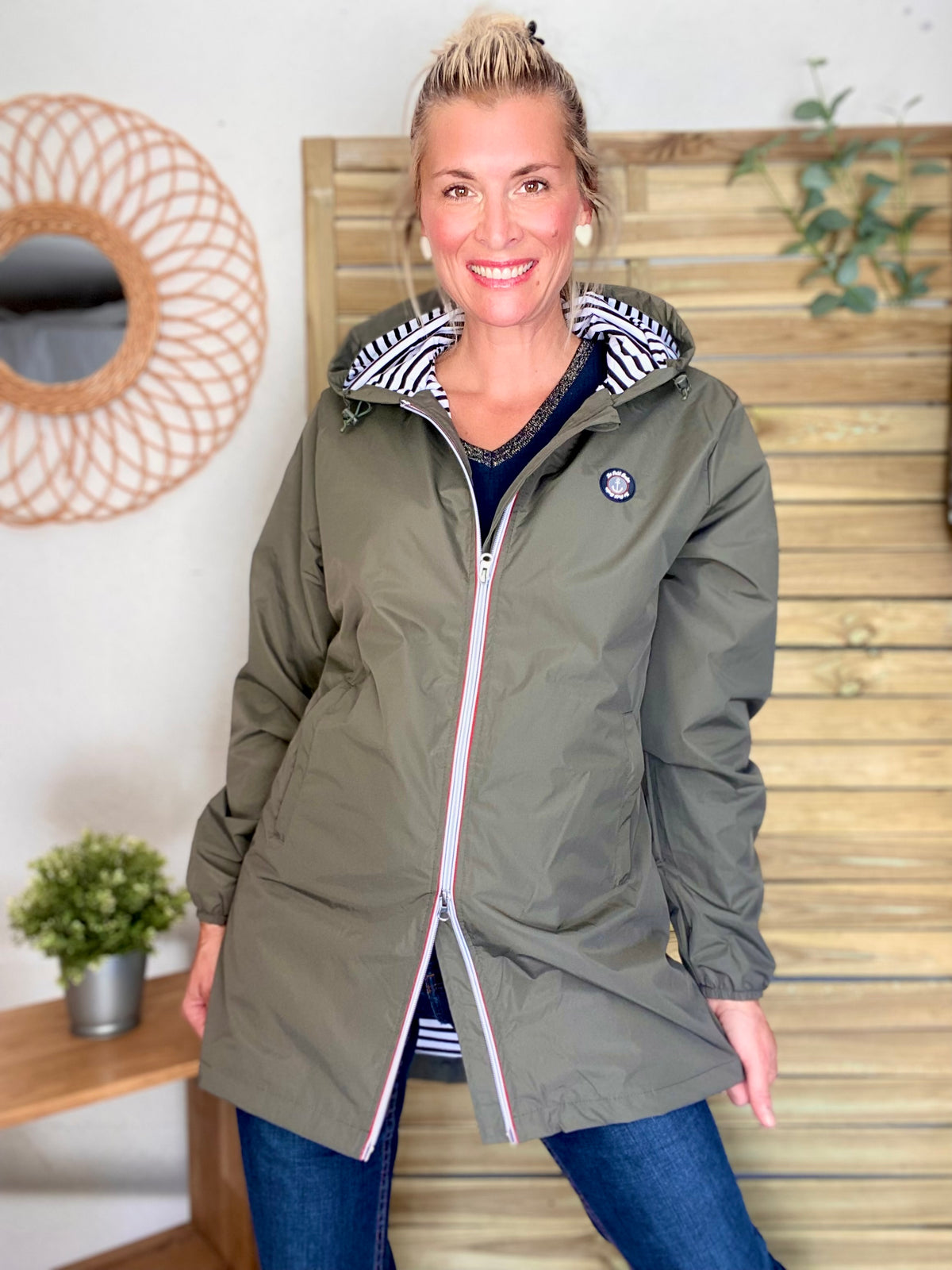 Imperméable doublé unisexe CÉLESTE - LE PETIT BRETON - Kaki (Taille petit) - FIN DE SÉRIE