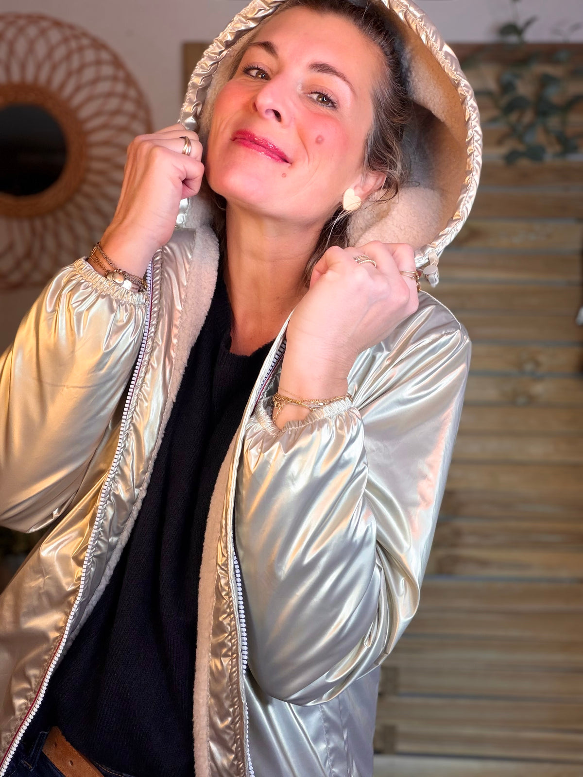 LAURA JO - Parka Imperméable LOUISE COURT sherpa - Doré