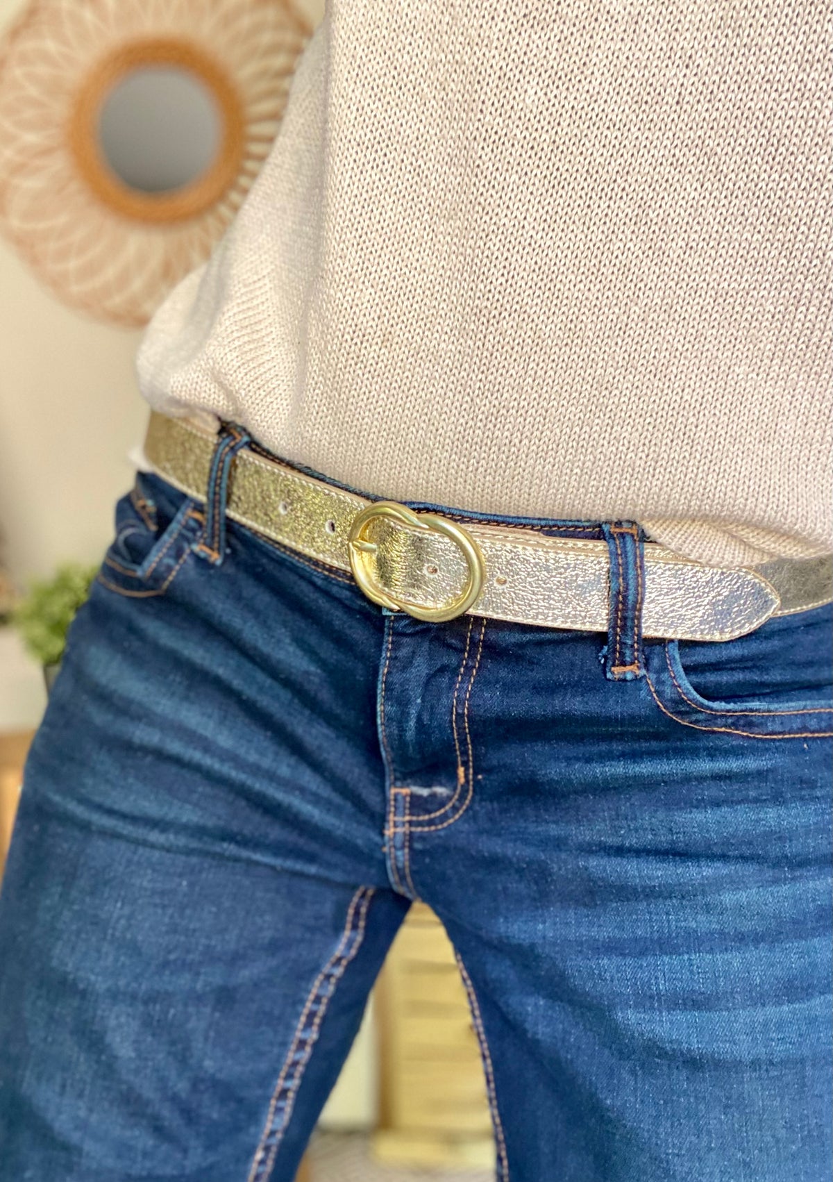 Ceinture boucle laiton - ANGIE - Doré