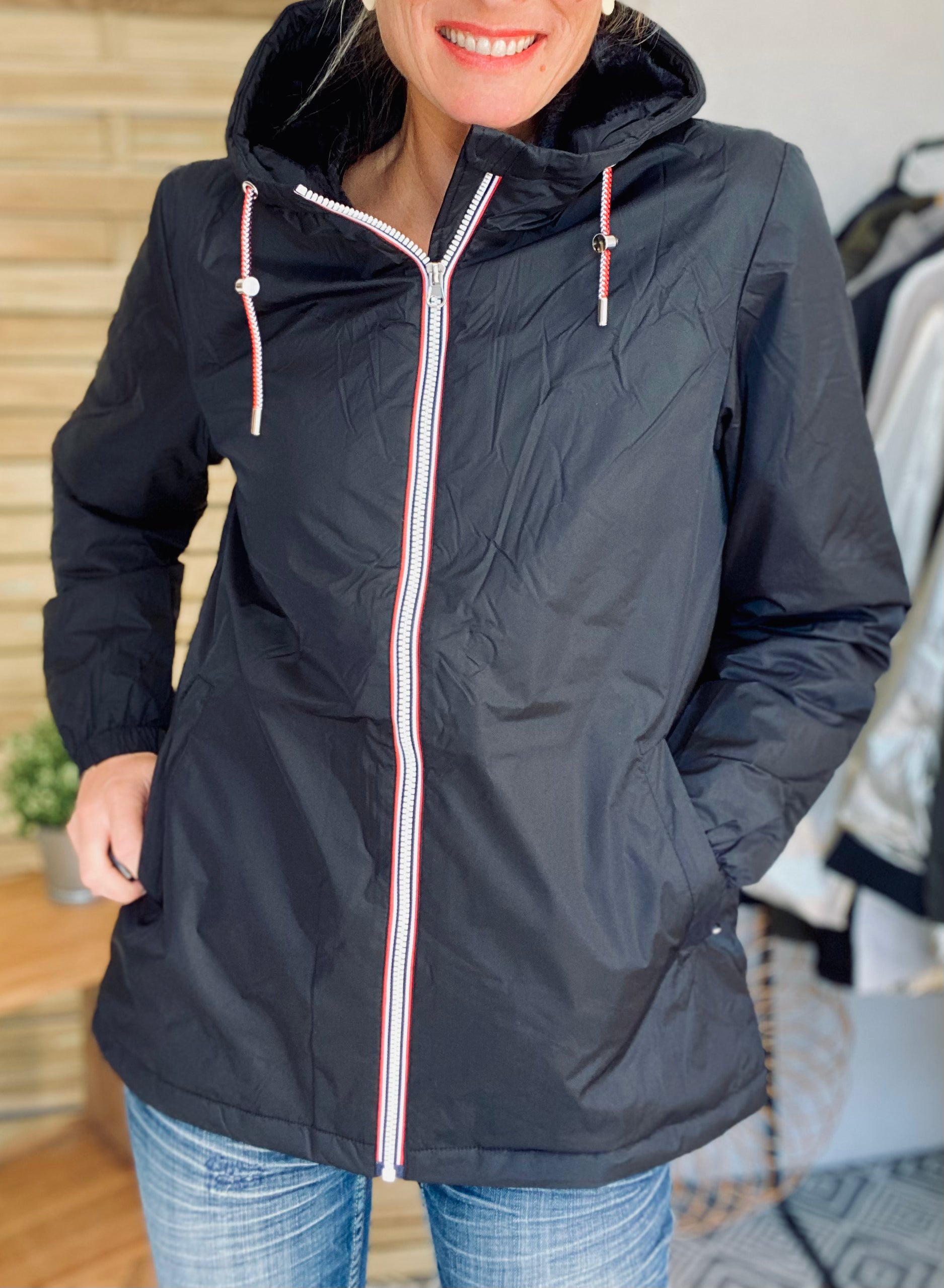 LAURA JO - Parka Imperméable THELMA MI-LONG fourré - Noir
