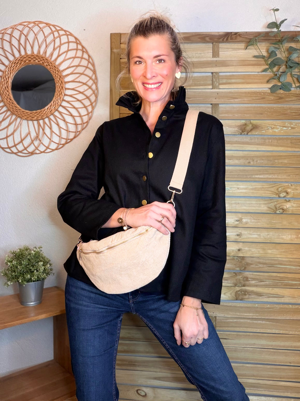 Sac banane XL velours côtelé Ciao Boum - IVY - Beige (20 coloris)