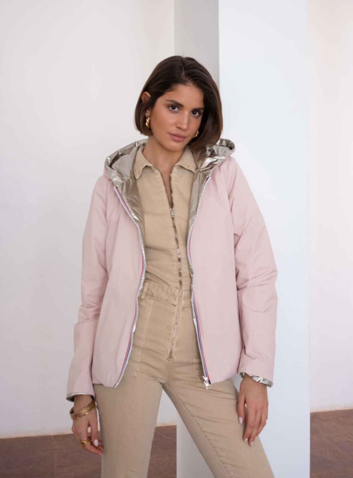 LAURA JO - Imperméable réversible rembourré LOUISON COURT - Rose/Doré