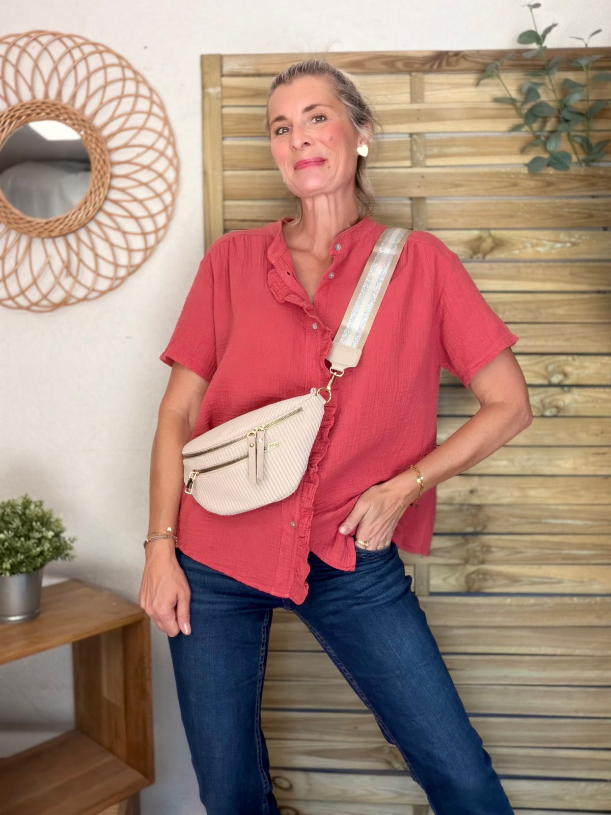 Blouse en gaze de coton ANAËLLE Terracotta