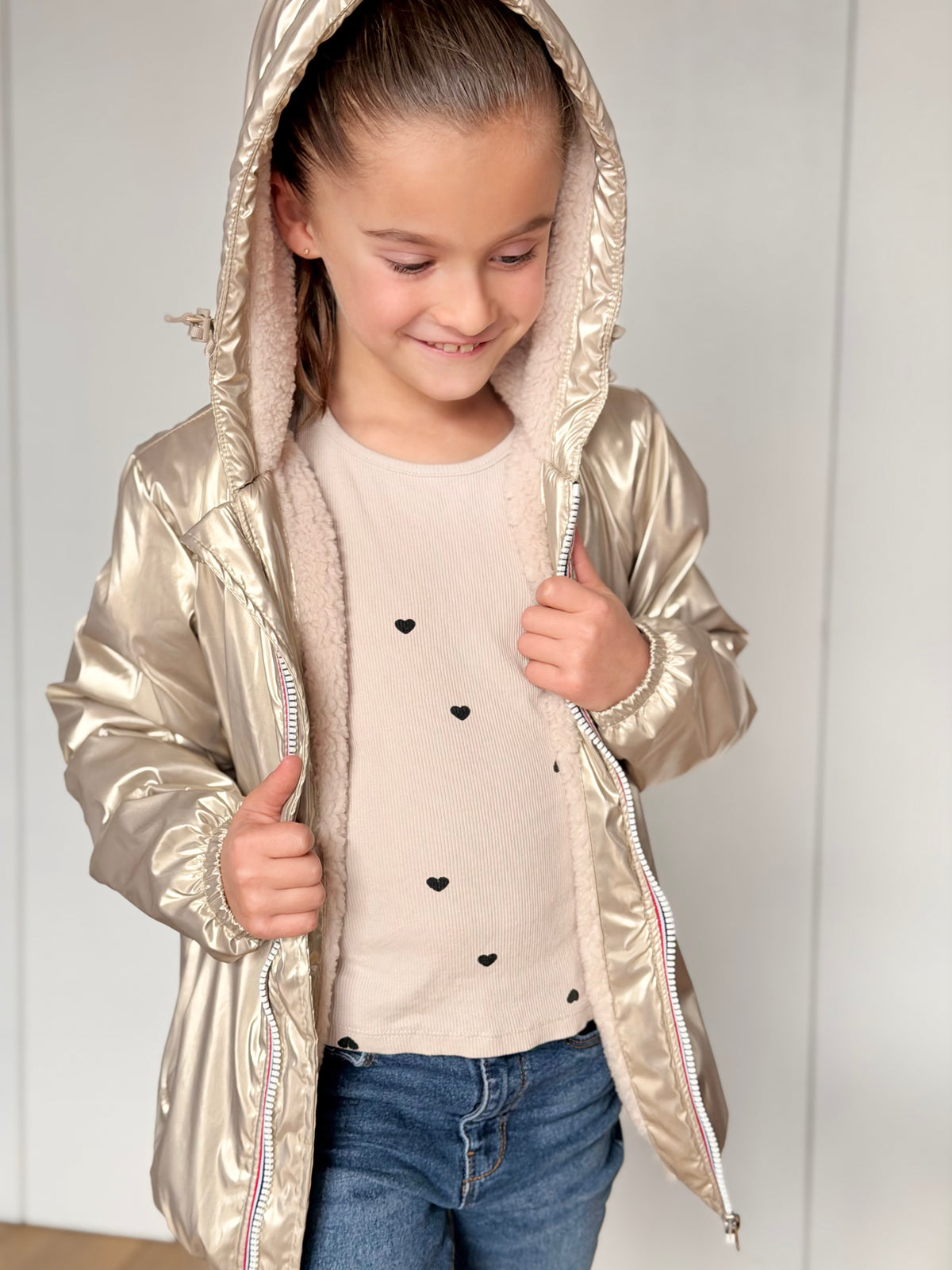 LAURA JO - Parka Imperméable mixte LOUIS.E KIDS Sherpa - Doré