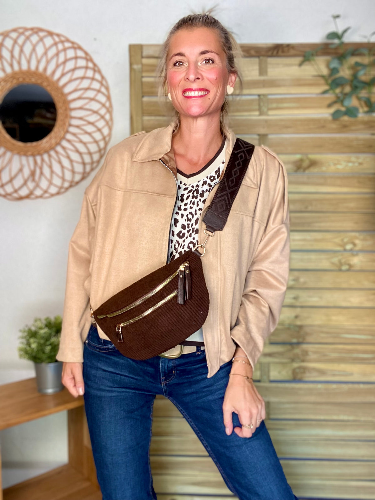 Sweat imprimé Léo 🐆 AMANDINE - Chocolat
