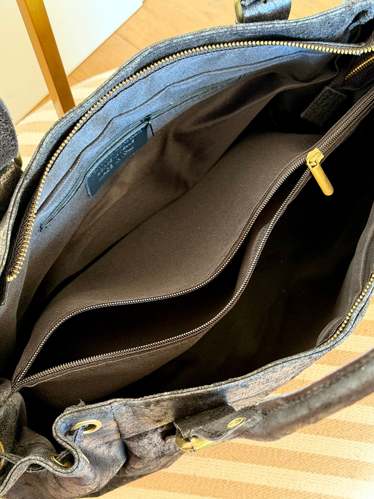 Sac cabas XL en cuir vieilli • COOPER Noir
