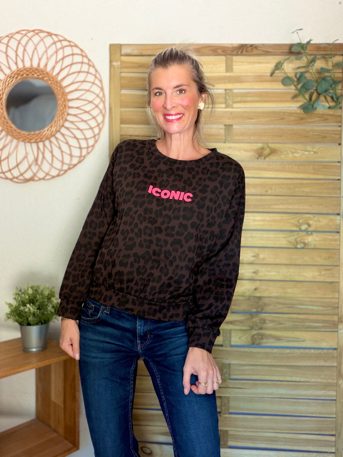Sweat ICONIC léger 100% coton FAUSTINE Léo choco (taille 34 à 46)