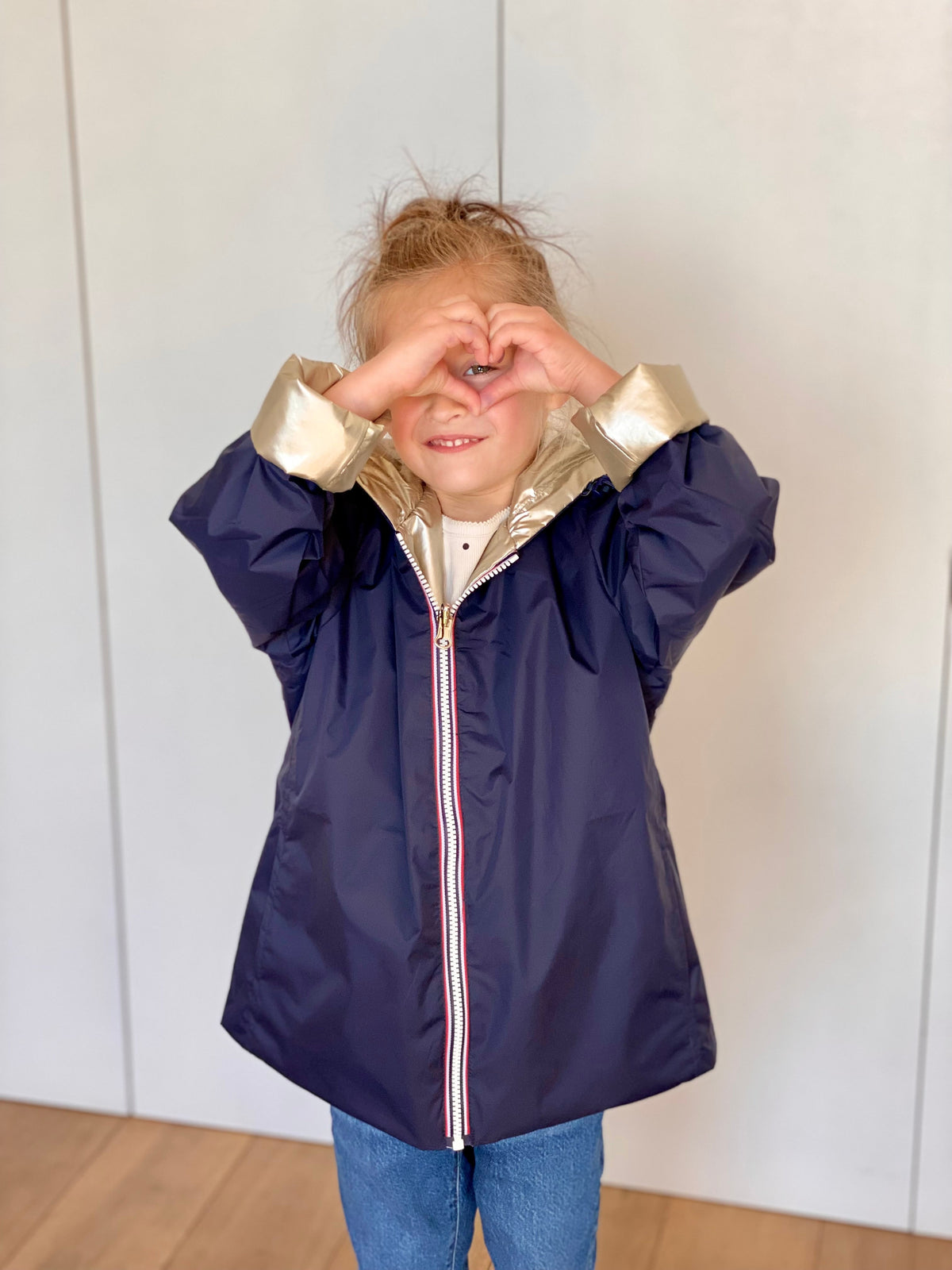Imperméable réversible rembourré LOUISON KIDS enfant (mixte) - Bleu Marine / Doré
