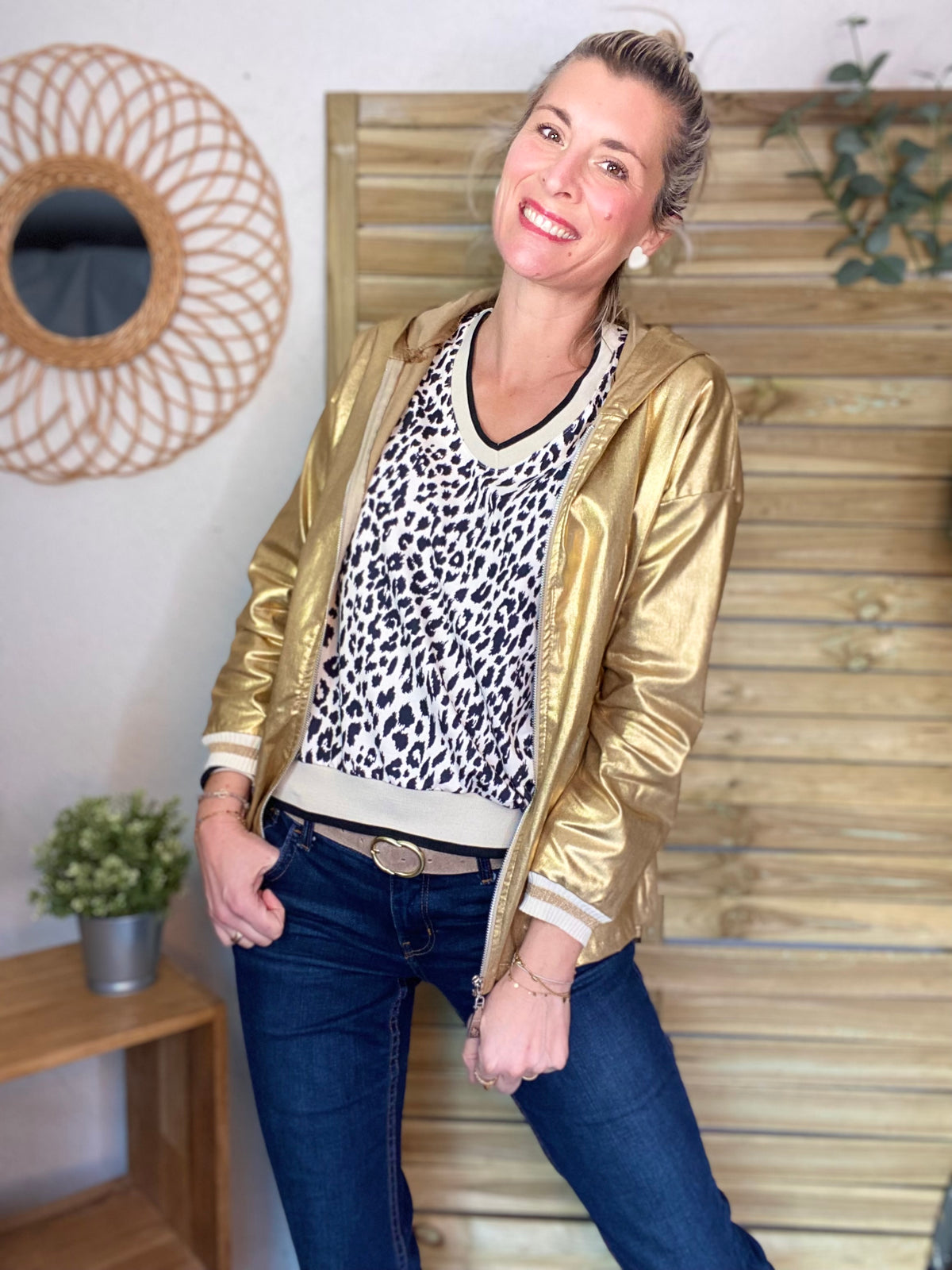 Sweat imprimé Léo 🐆 AMANDINE - Noir