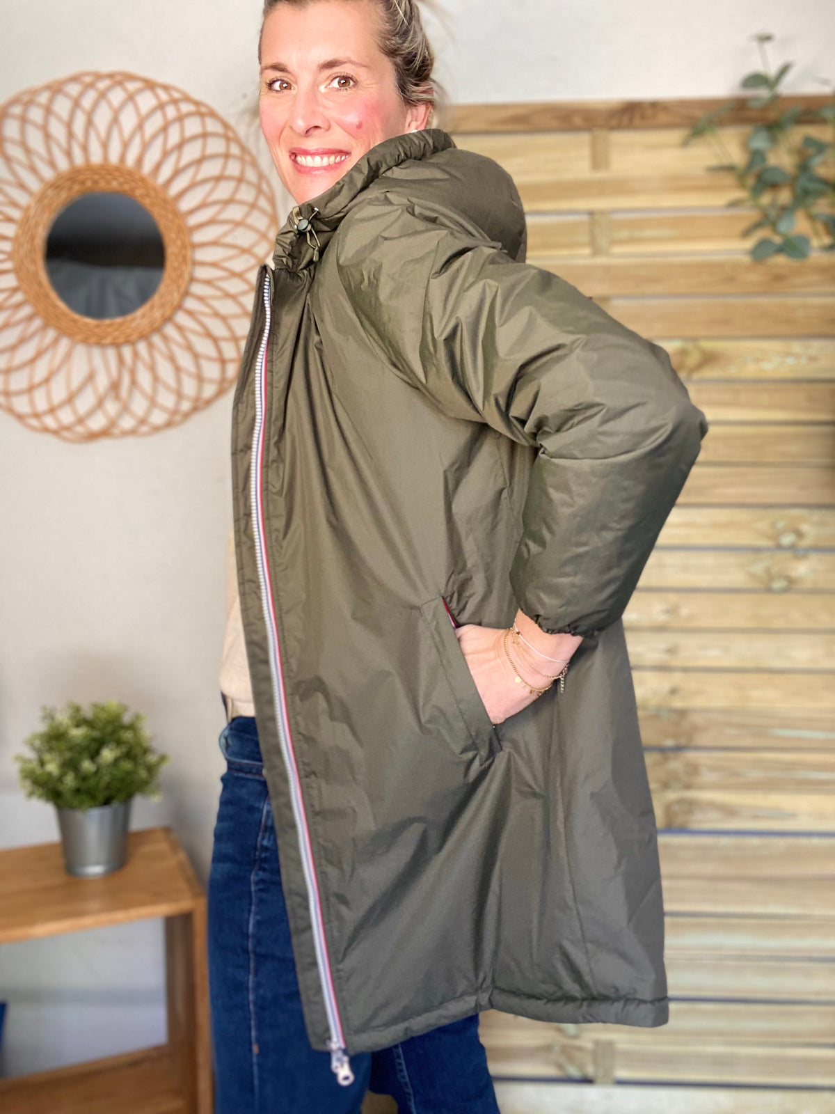 LAURA JO - Parka Imperméable LOUISE LONG fourré - Kaki