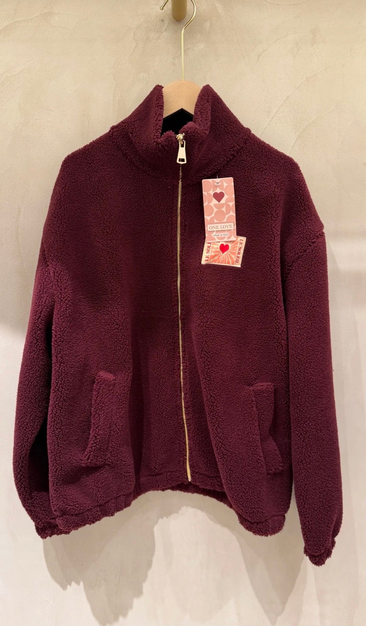 ⚡️ARRIVAGE • Veste teddy Sherpa zippée « Soleil » DORO Bordeaux