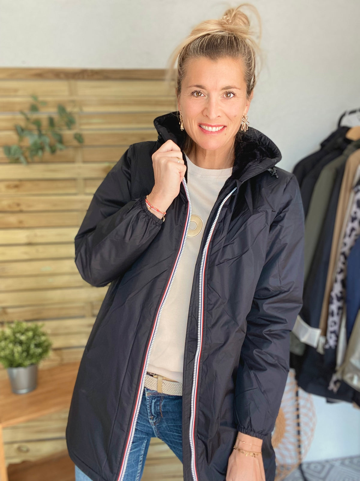 LAURA JO- Parka Imperméable LOUISE LONG fourré - Noir