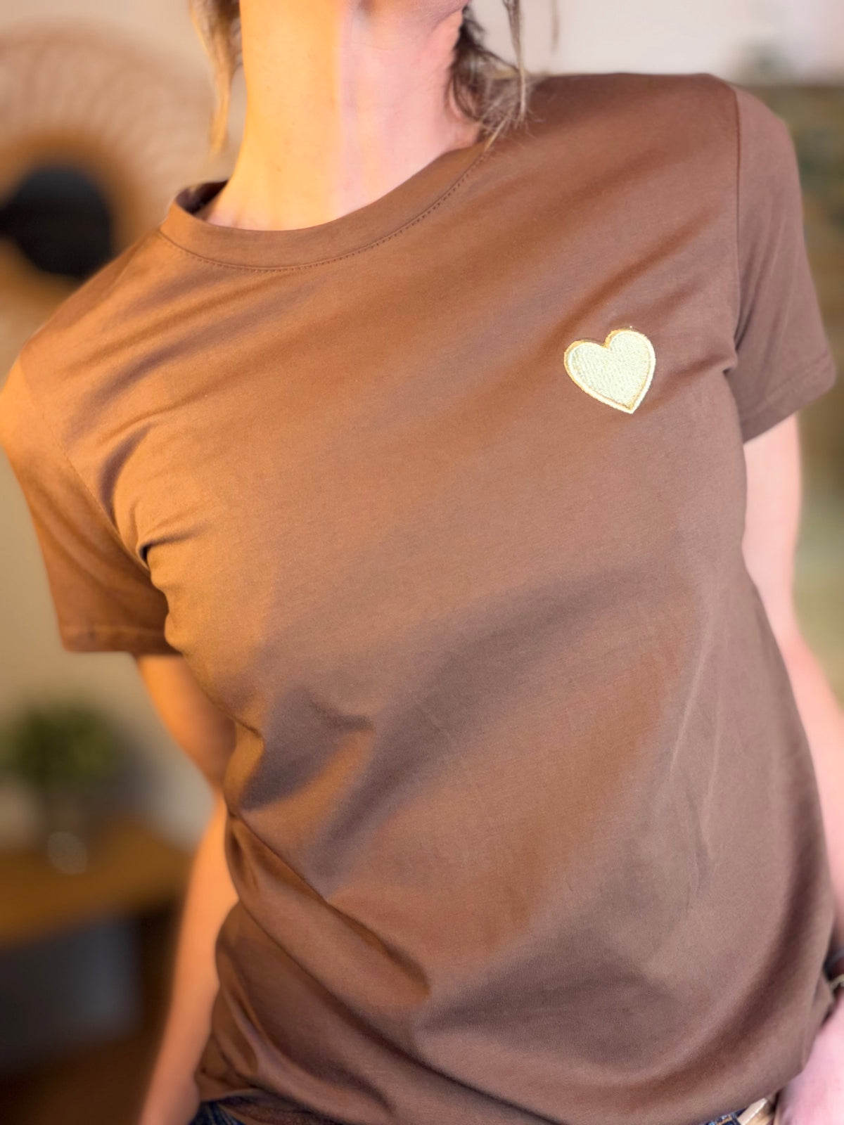 Tee shirt cœur brodé doré 💛 PIA Choco - FIN DE SÉRIE