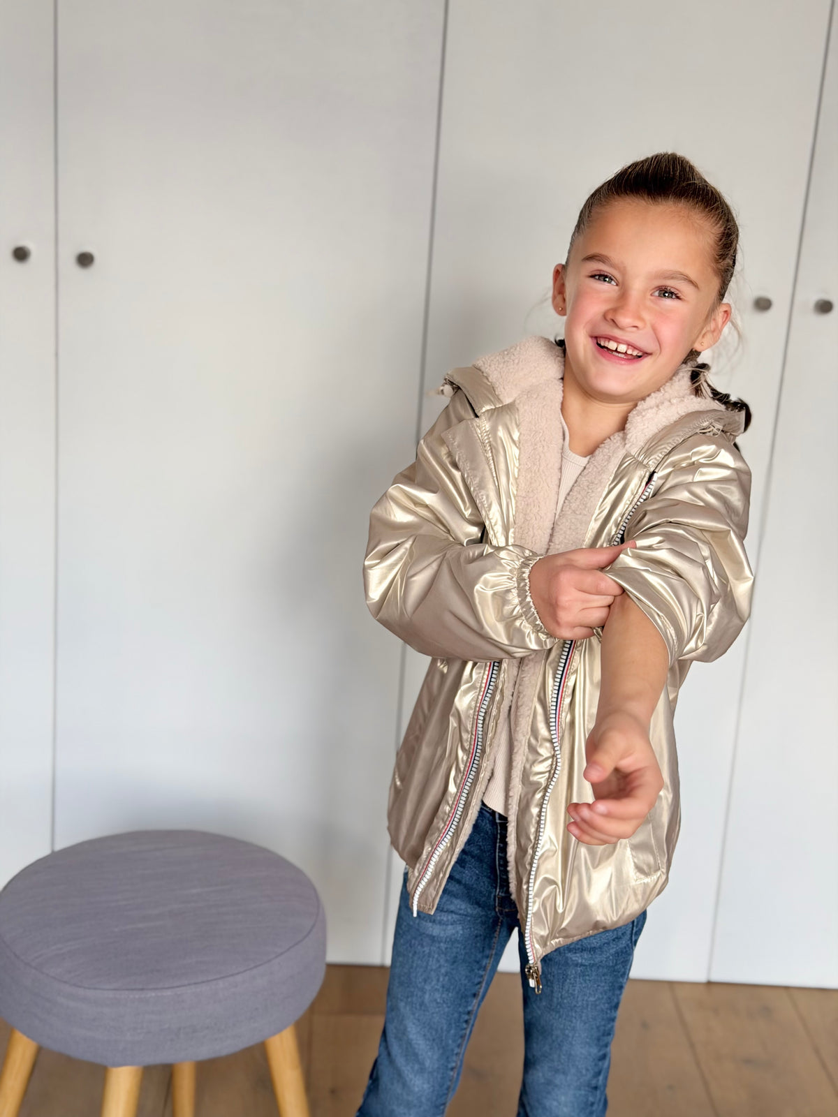 LAURA JO - Parka Imperméable mixte LOUIS.E KIDS Sherpa - Doré