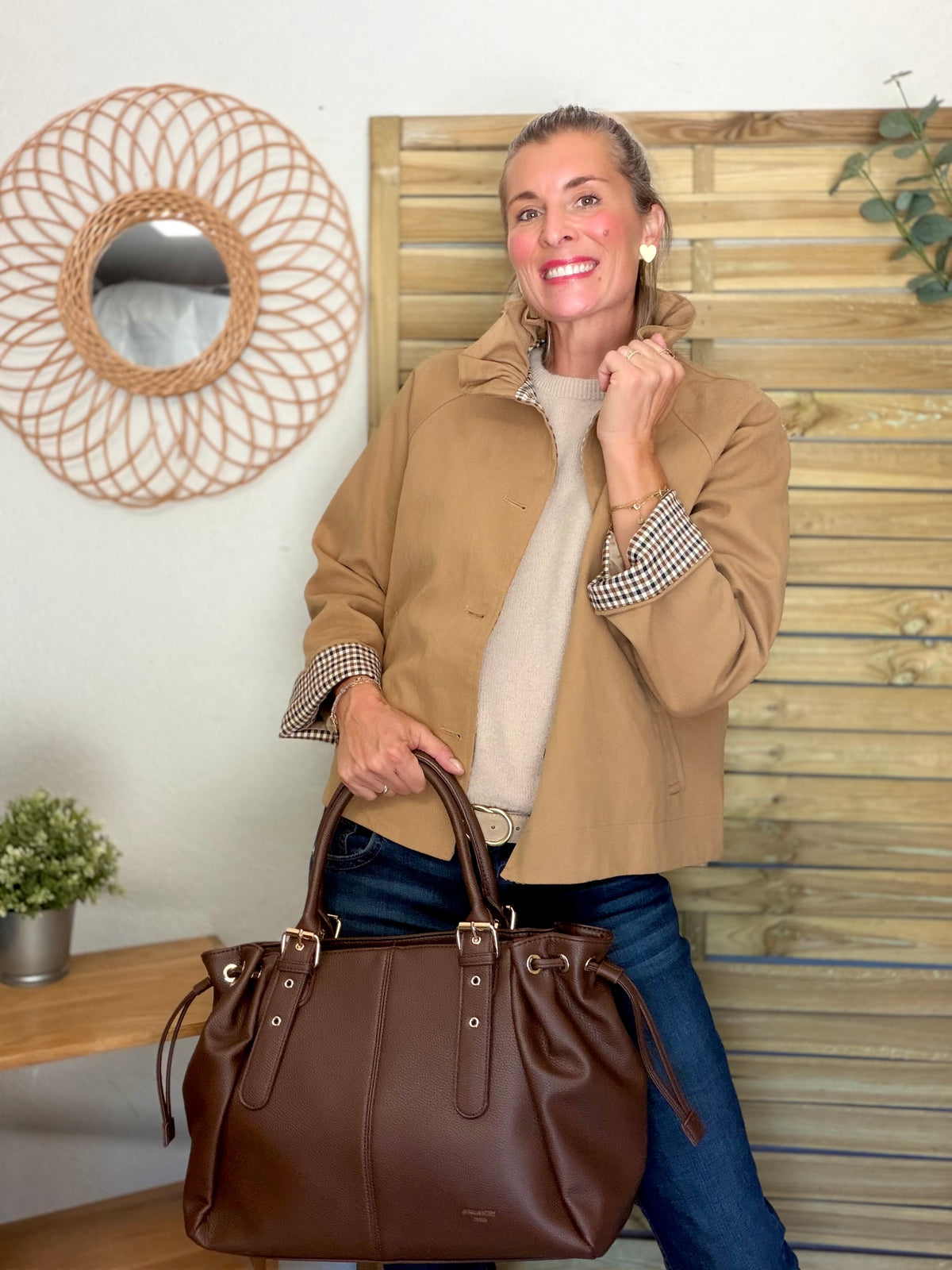 Sac cabas XL simili cuir CLÉA Chocolat