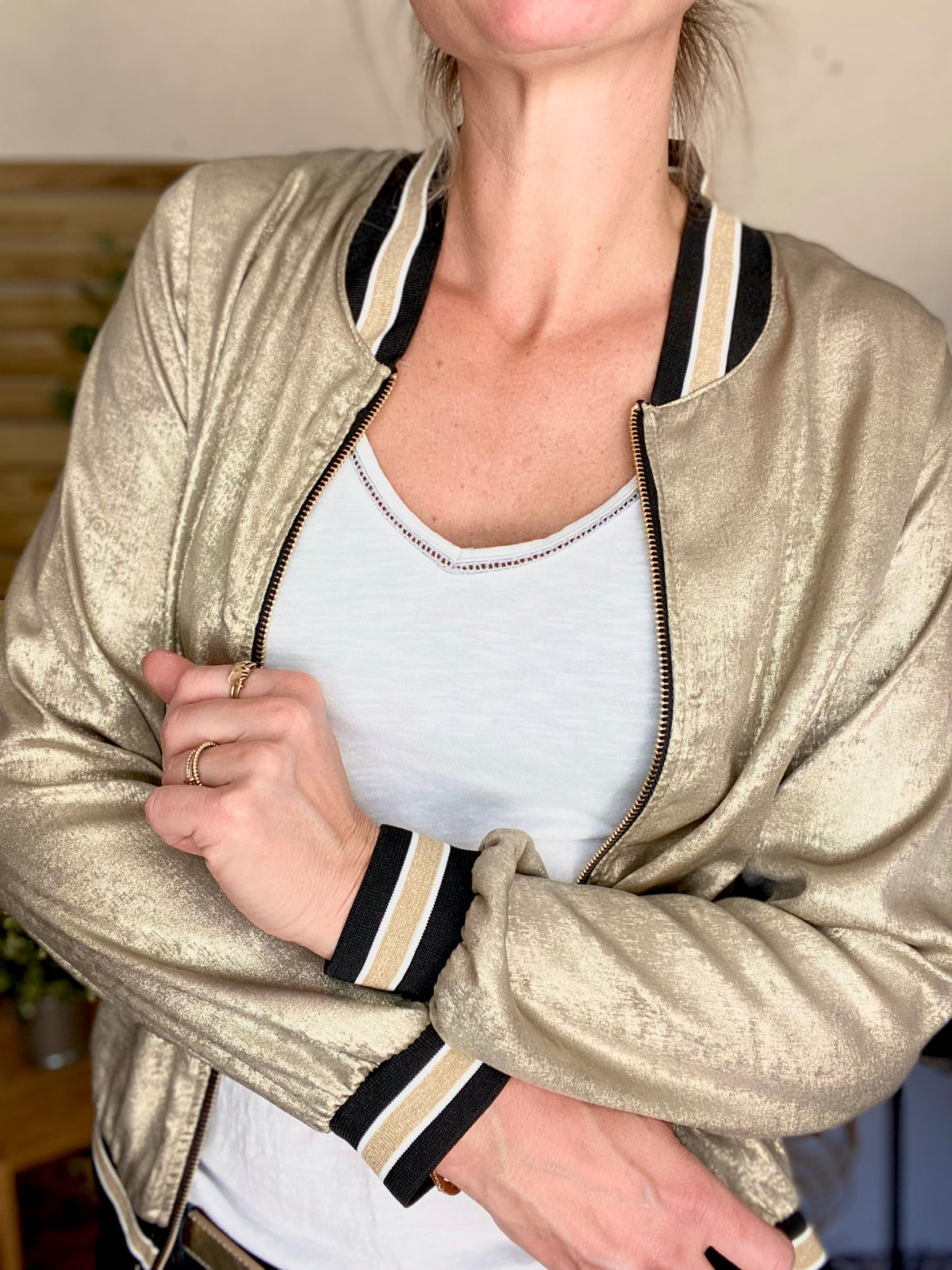 Veste bombers léger EMILY - Doré
