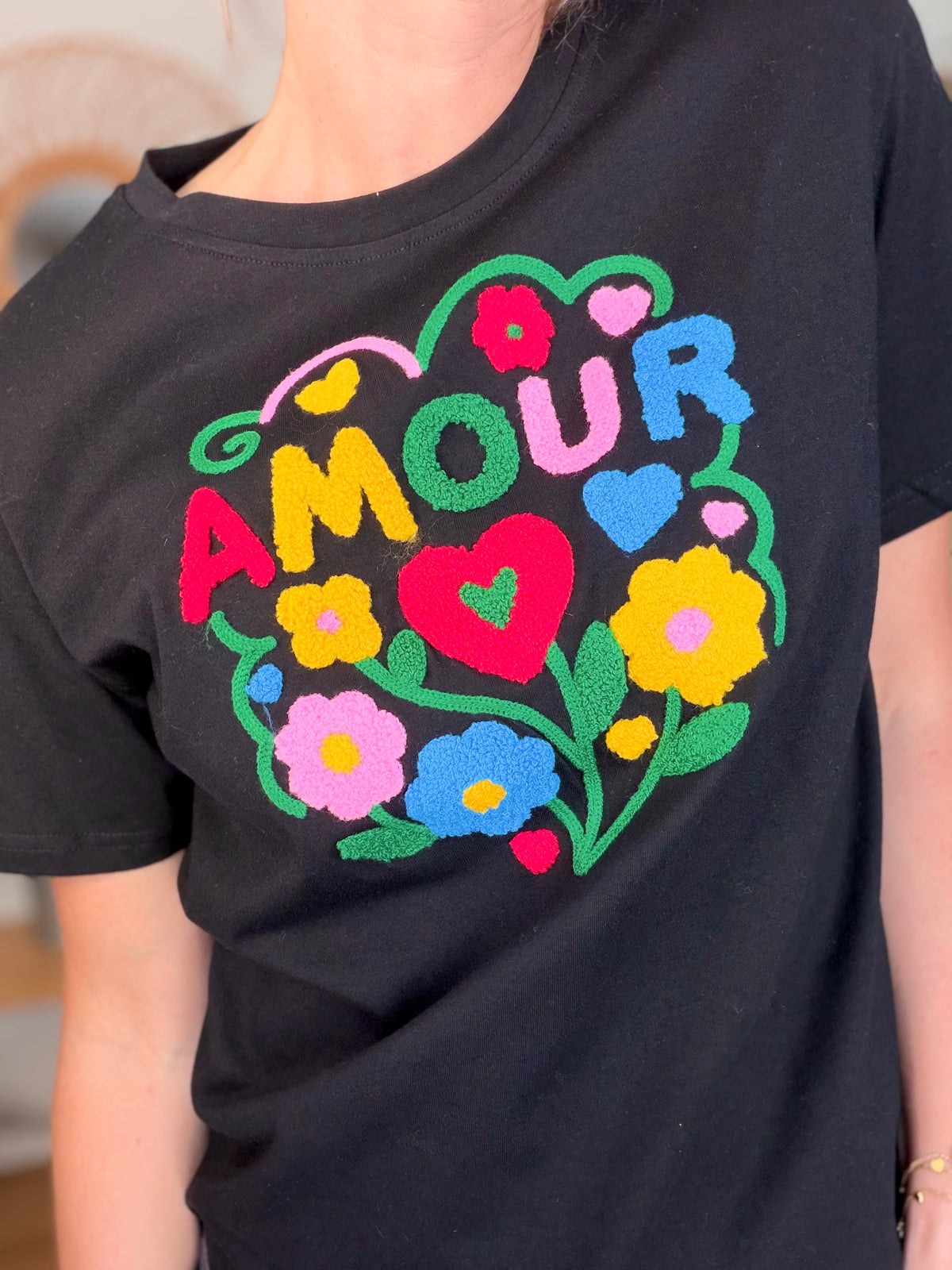 Tee shirt amour fleuri ARYA Noir