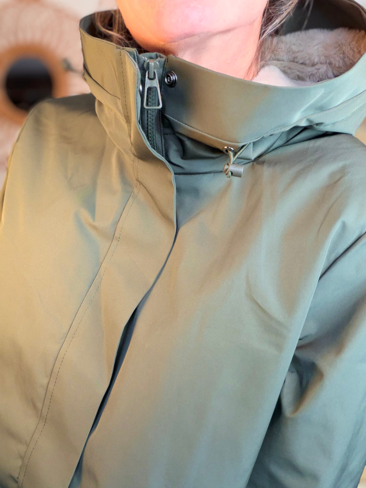 LAURA JO - Parka fourrée imperméable AMBRE LONG - Kaki / Beige
