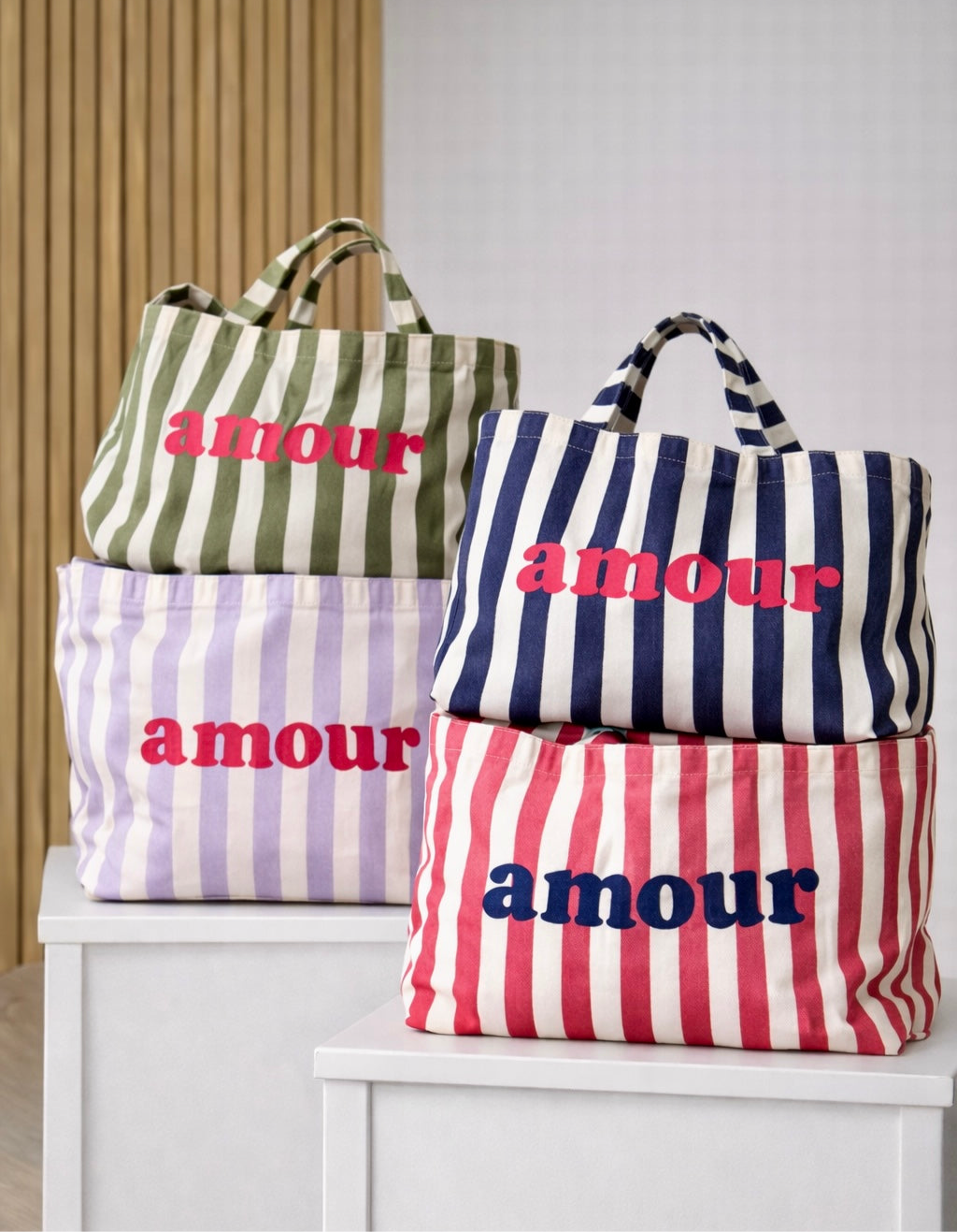 Grand cabas Tote bag rayé amour BELLY