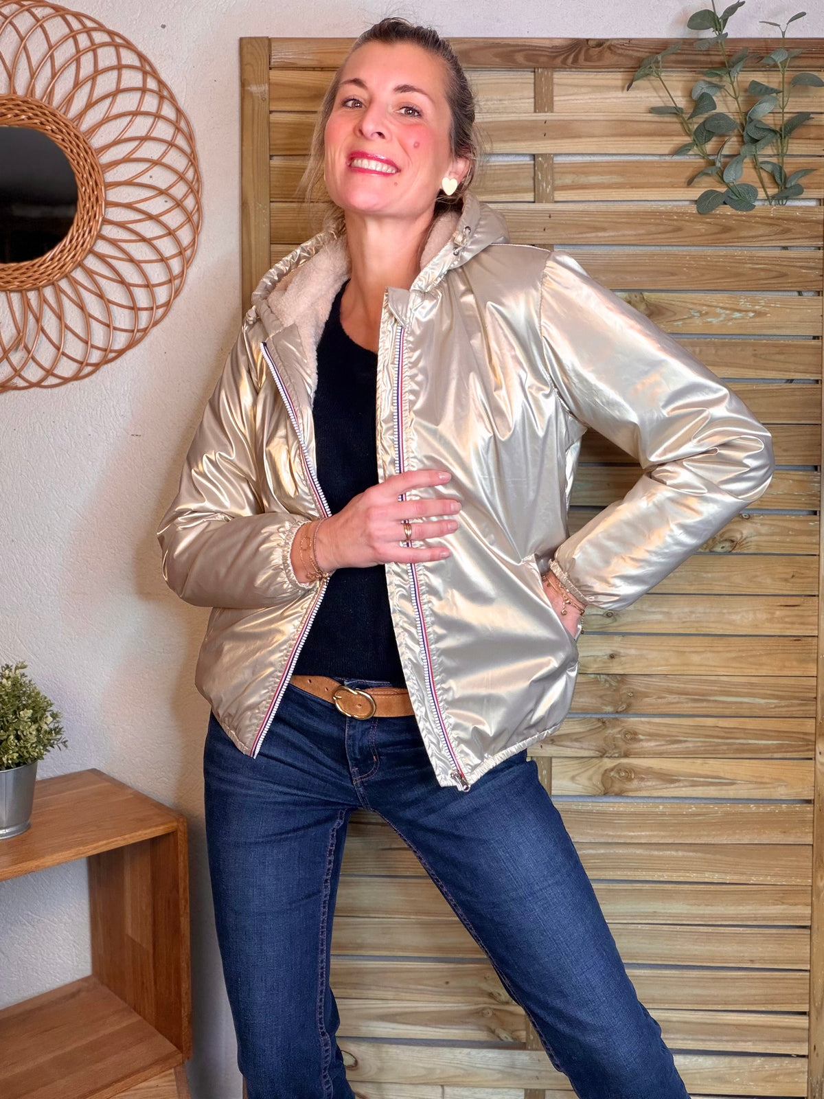 LAURA JO - Parka Imperméable LOUISE COURT sherpa - Doré