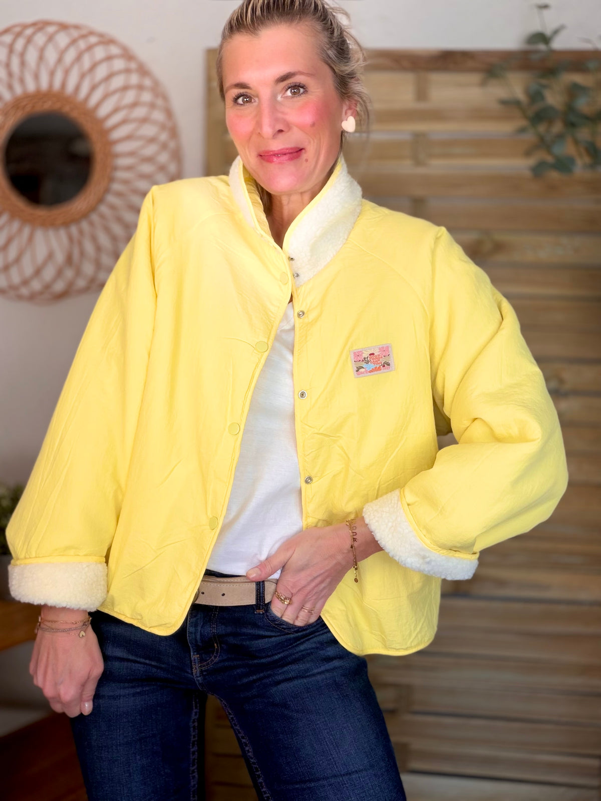 Veste matelassée réversible Sherpa AMÉLIE Jaune - FIN DE SÉRIE