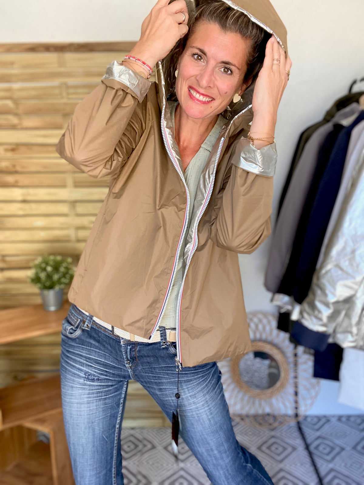 LAURA JO - Imperméable réversible rembourré LOUISON COURT - Camel/Doré