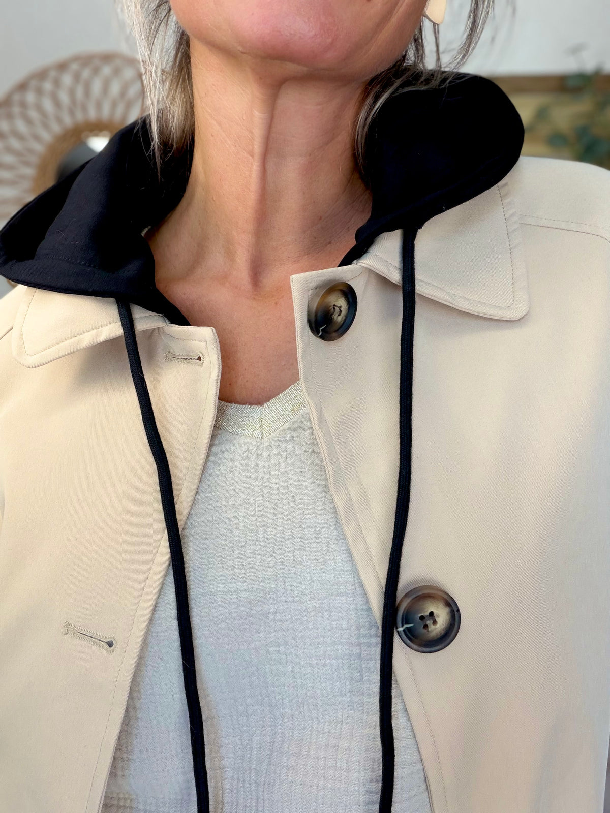 ⚡️ ARRIVAGE • Veste Trench avec capuche amovible, doublure à carreaux GAËLLE Beige
