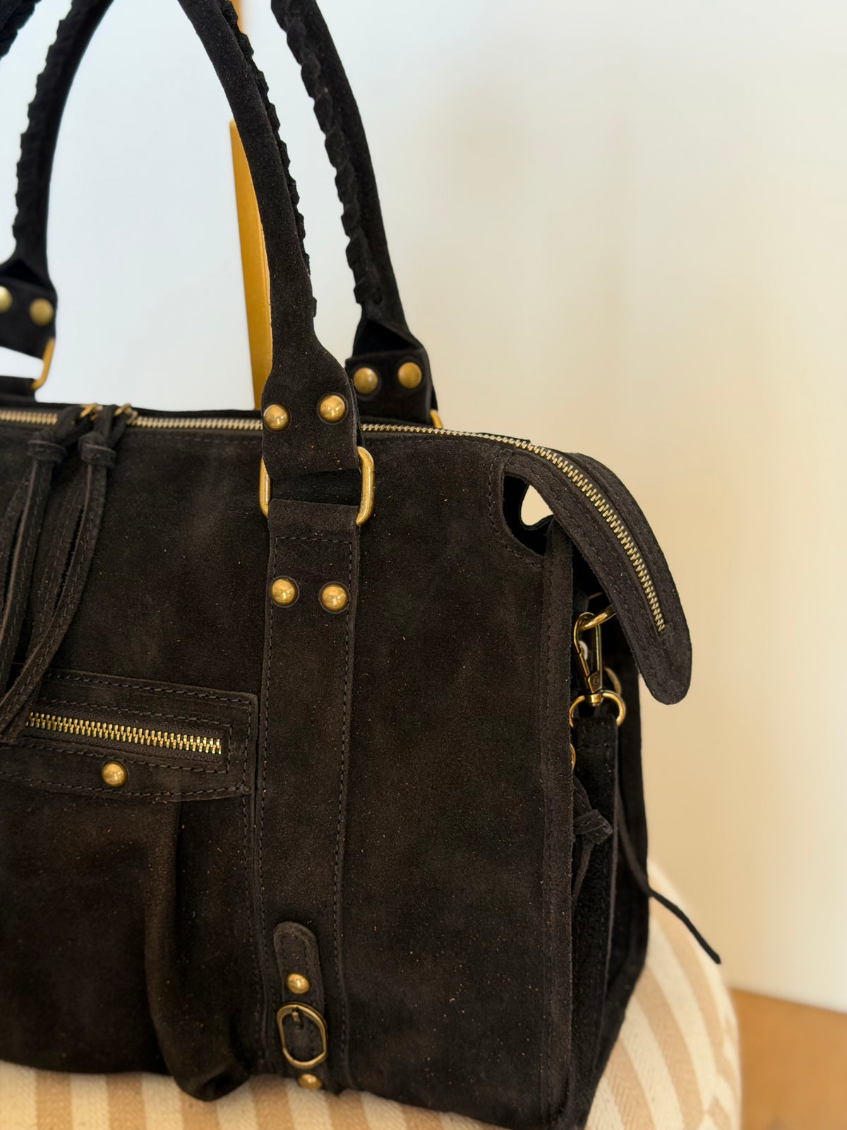 Sac cabas XL en cuir daim • HUNTER Noir