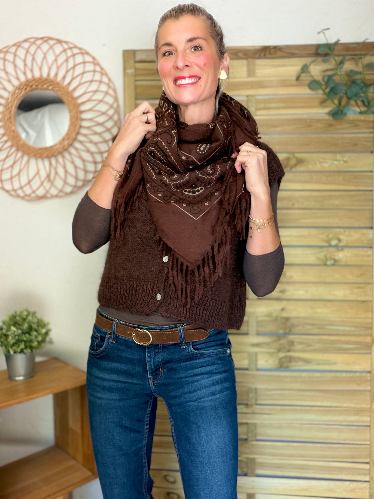 Écharpe Bandana Chocolat