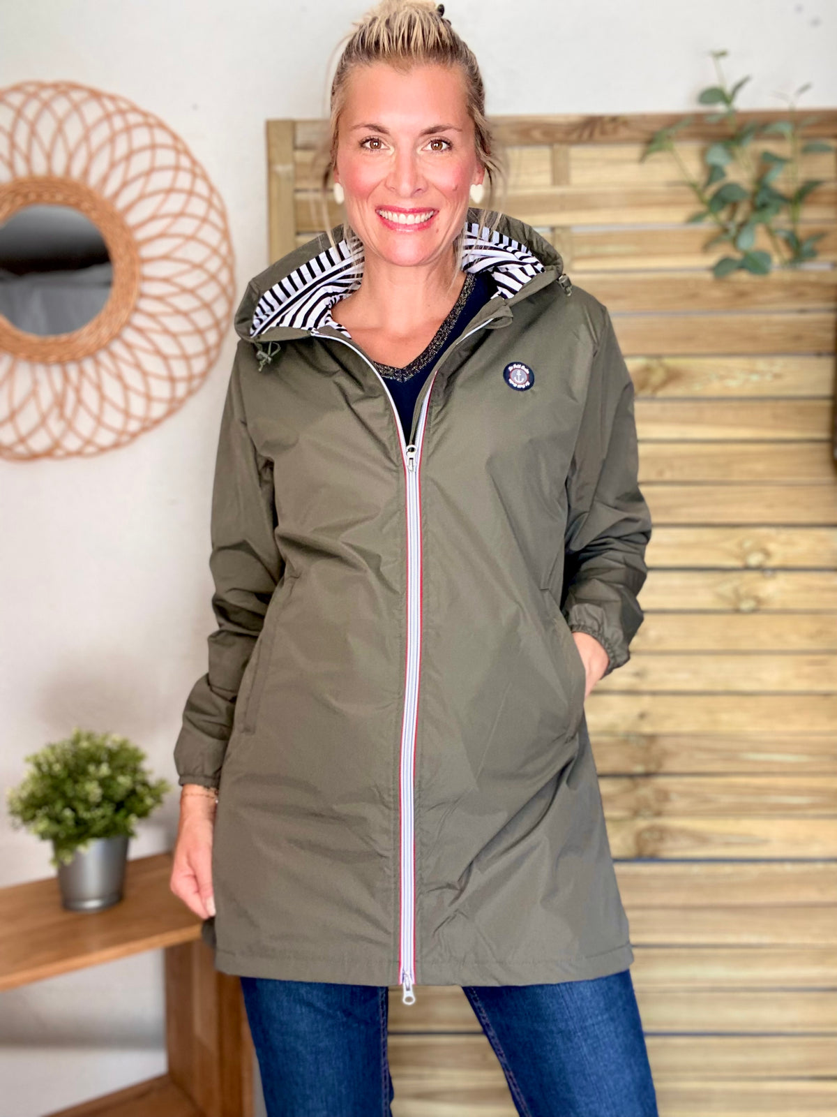 Imperméable doublé unisexe CÉLESTE - LE PETIT BRETON - Kaki (Taille petit) - FIN DE SÉRIE