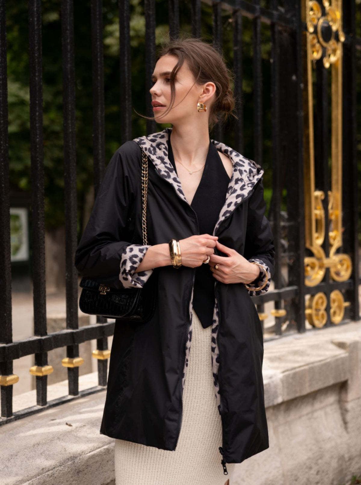 LAURA JO - Imperméable réversible rembourré LOUISON LONG - Noir / Léo