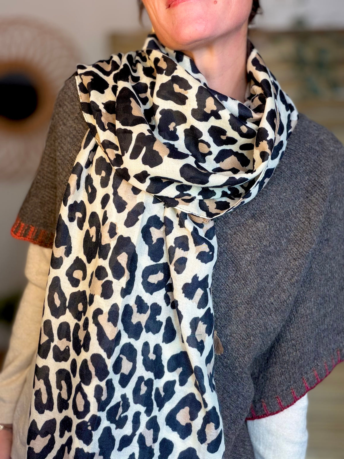 Foulards Léo CLEM - Beige / noir 🐆