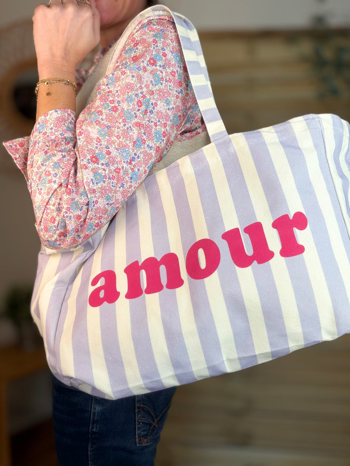 Grand cabas Tote bag rayé amour BELLY