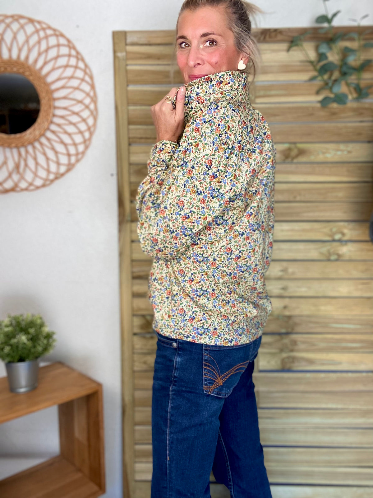 Chemise en coton imprimé Liberty vert 🌱 🌺 ÉLISE - FIN DE SÉRIE