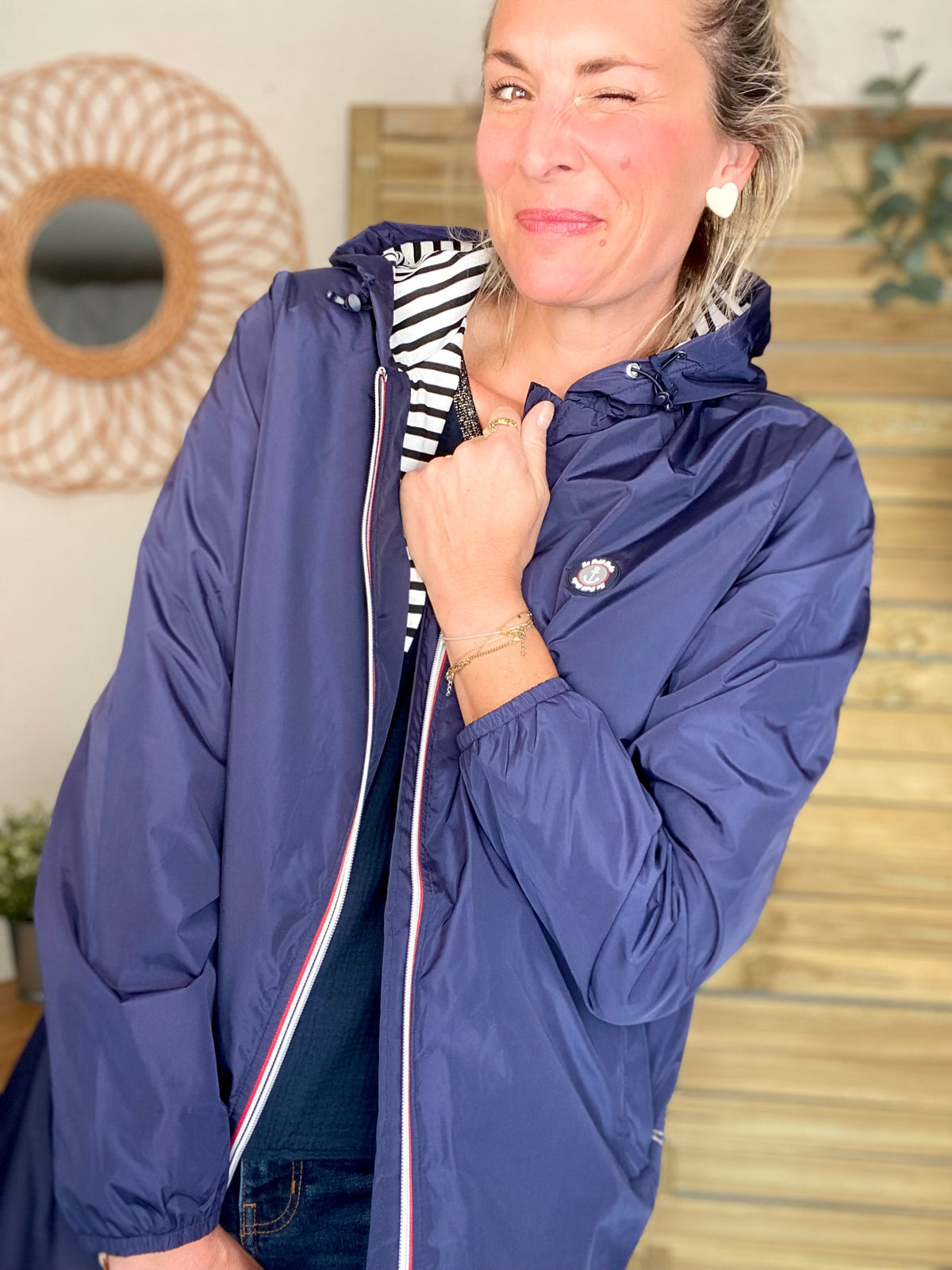 Imperméable doublé unisexe CÉLESTE - LE PETIT BRETON - Bleu Marine (taille petit) - FIN DE SÉRIE