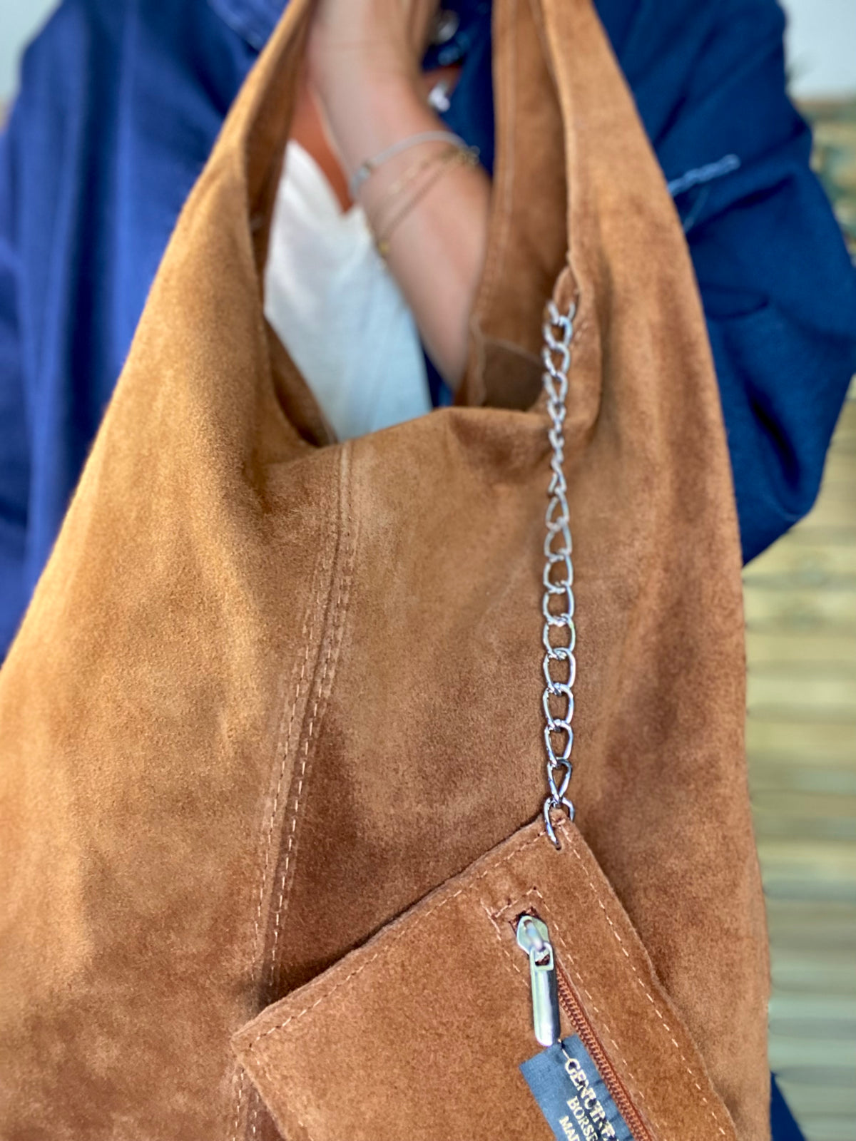 Sac cabas hobo cuir daim MARLON - Camel
