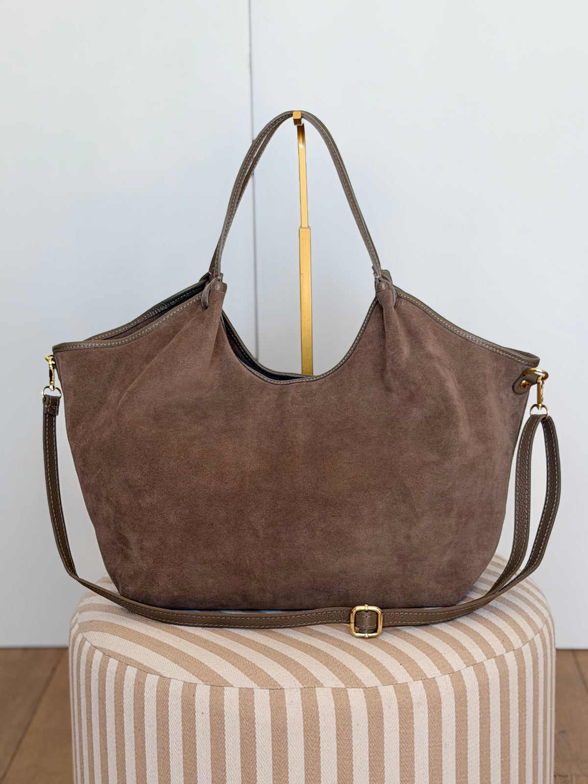 Sac cabas XXL en cuir daim souple • AUSTIN Taupe